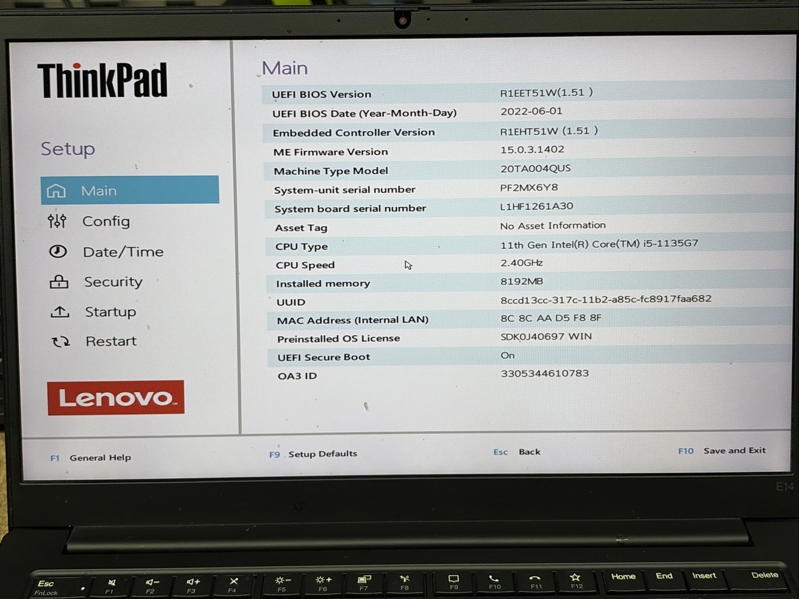 Lenovo ThinkPad E14 Gen 2 14″ FHD i5-1135G7 16GB RAM No OS/SSD