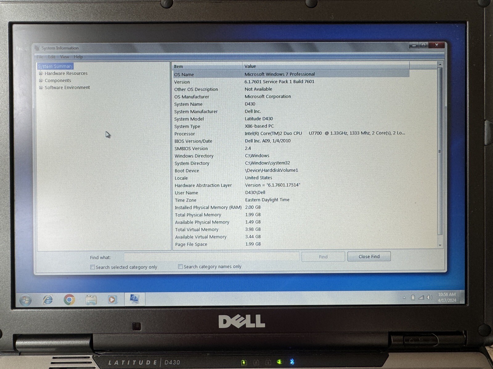 Dell Latitude D430 Core2 Duo 1.33GHz 2GB RAM 60GB HDD Win 7 Pro 32 w/ Media Dock