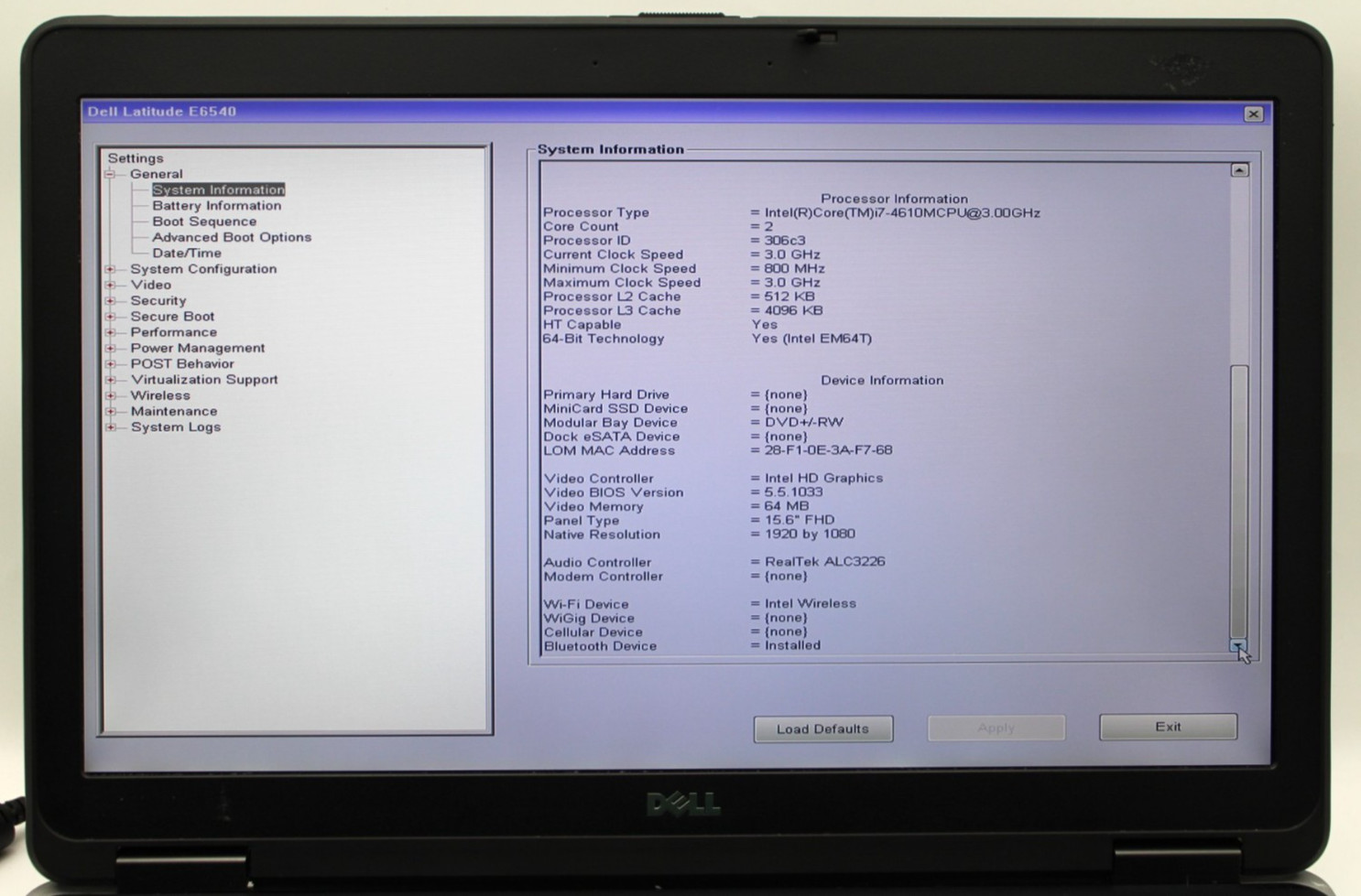 Dell Latitude E6540 i7-4610M@3.0GHz 8GB DDR3 NO STORAGE OR OS *USED/TESTED*