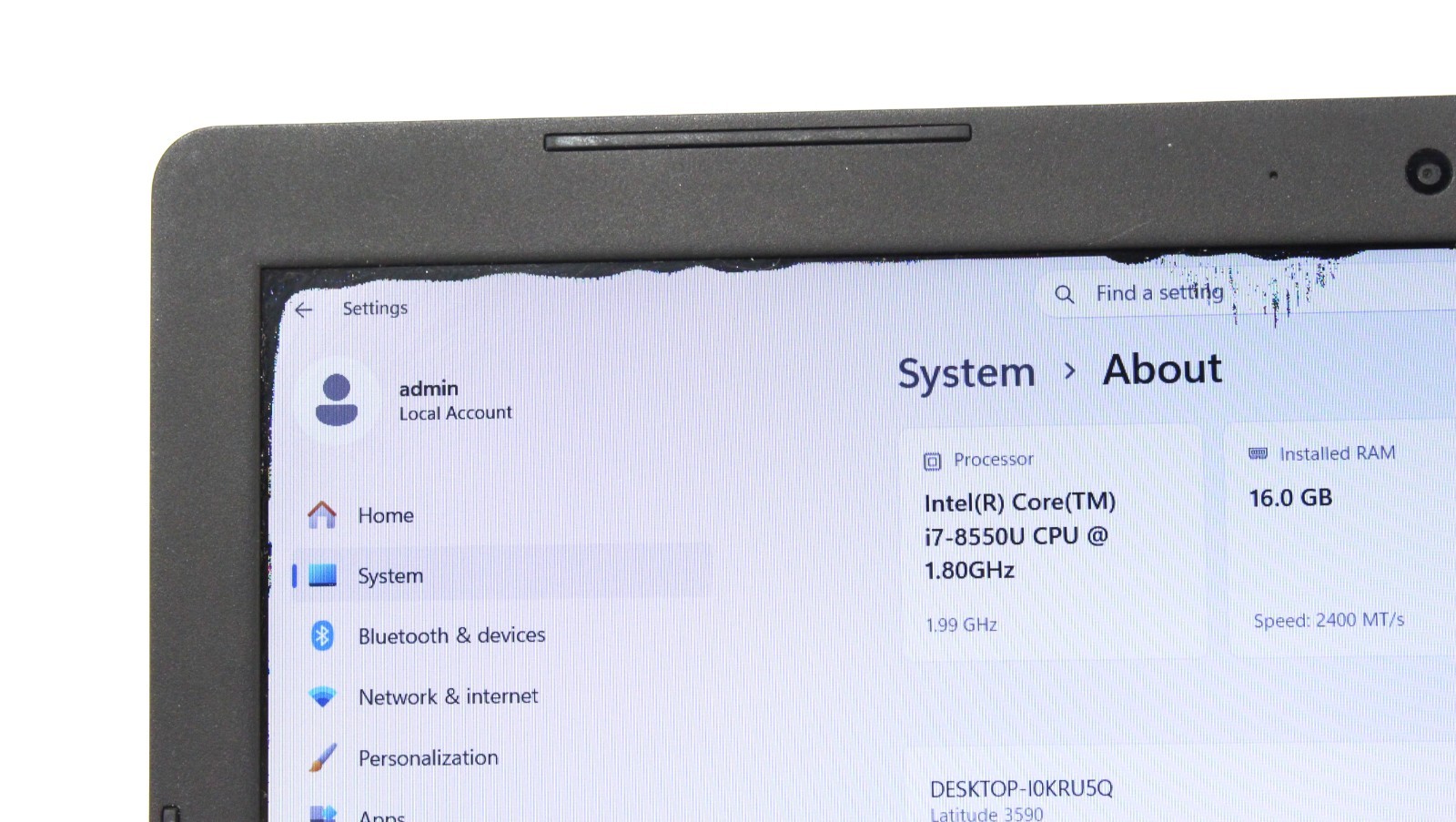Dell Latitude 3590 15.6″ 1.8GHz i7-8550U 512GB SSD 16GB RAM Win 11 Pro ; 6175482