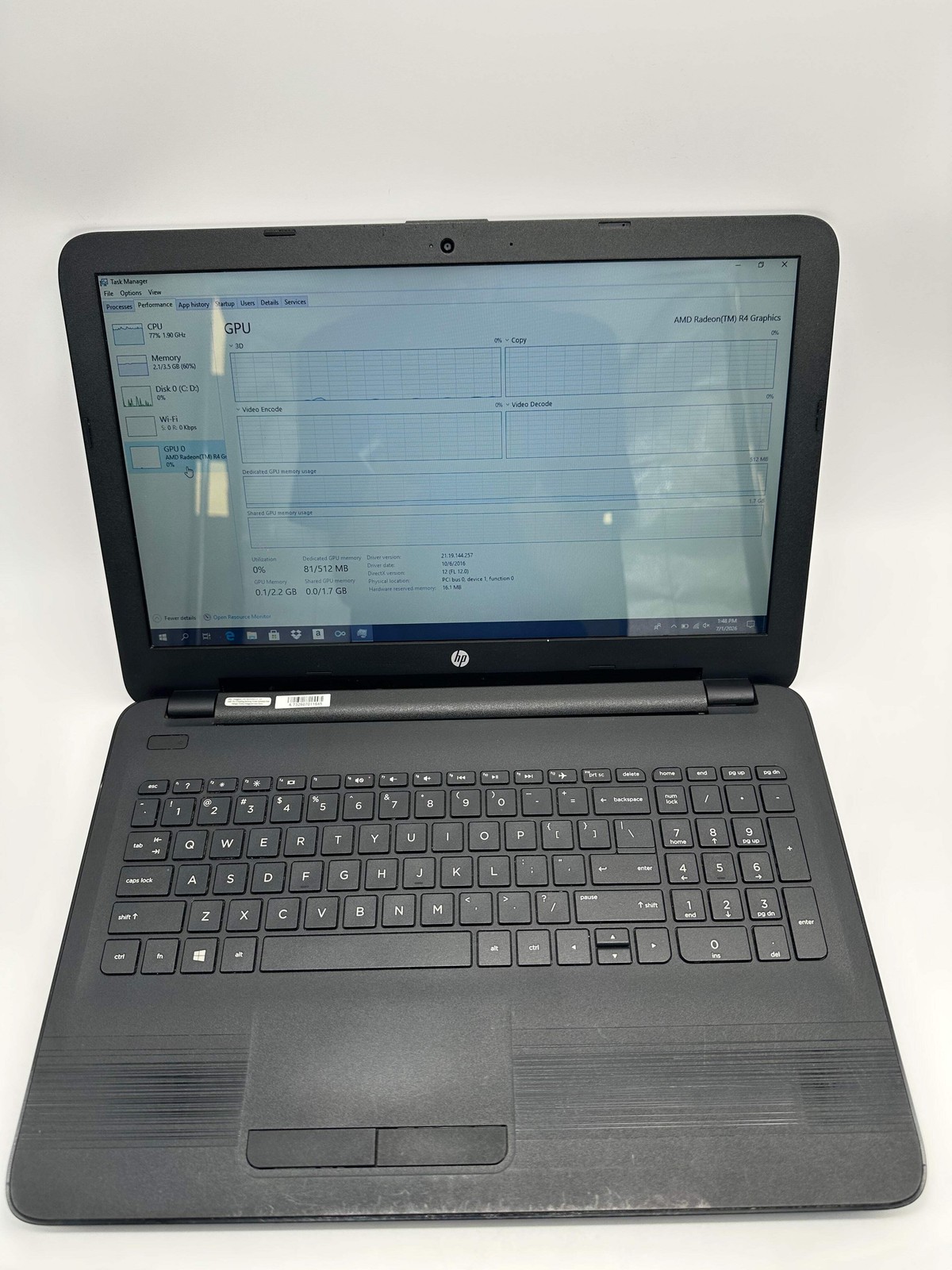 HP 15-ba009dx 15-inch Laptop AMD A6 4GB RAM 16GB Black