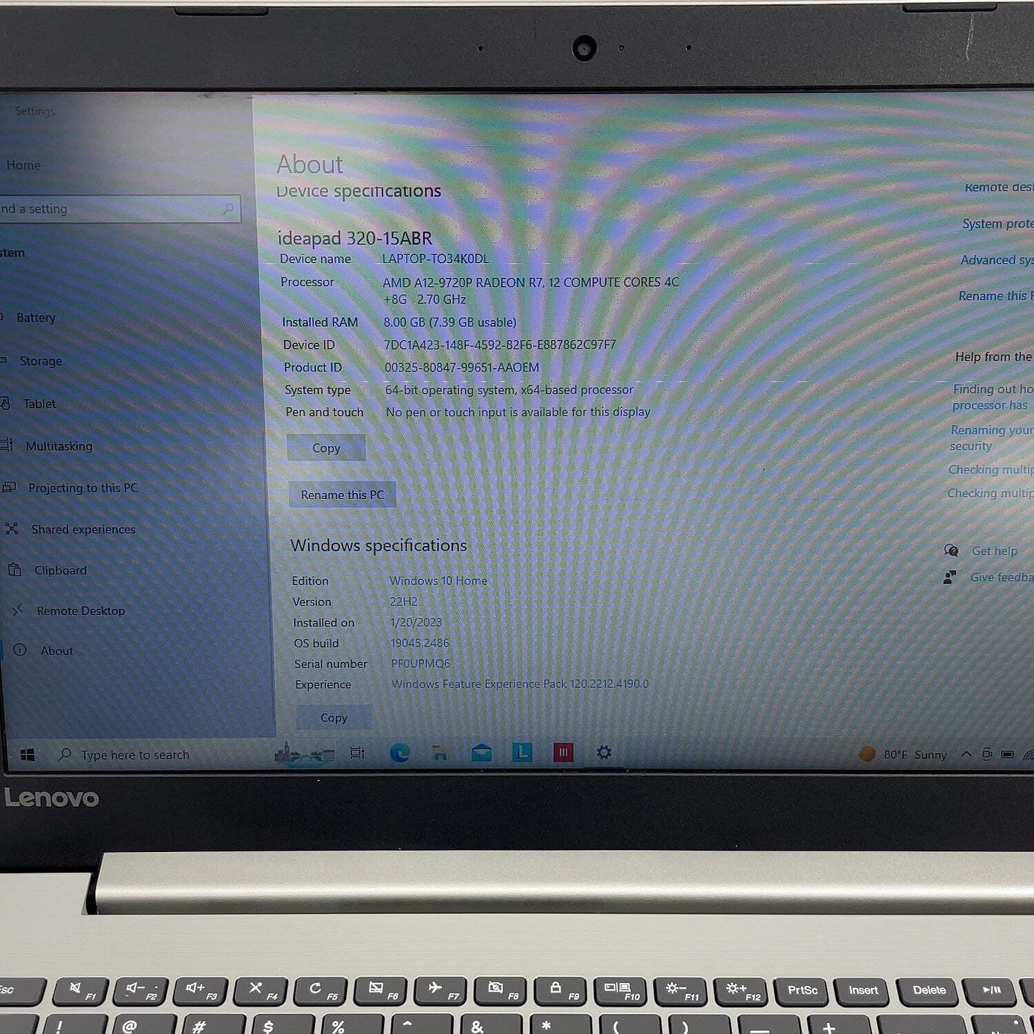 Lenovo IDEAPAD 320 15ABR8 15.6″ A12-9720P 2.7GHz 8GB RAM 1TB HDD