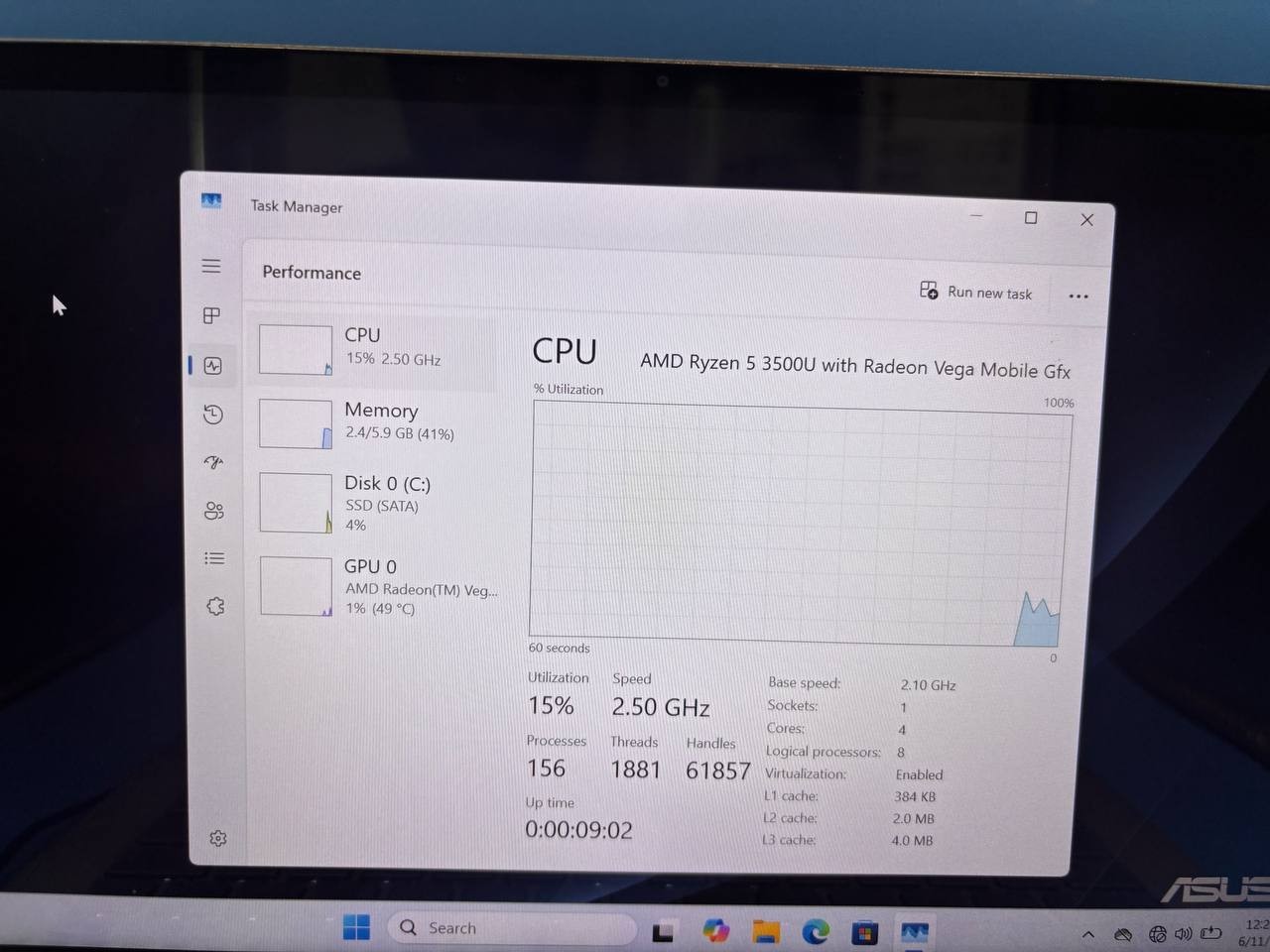 ASUS Q406D 14” Touch 2-in-1 Laptop Ryzen 5 3500U 8GB 256GB SSD As Is Read PH9