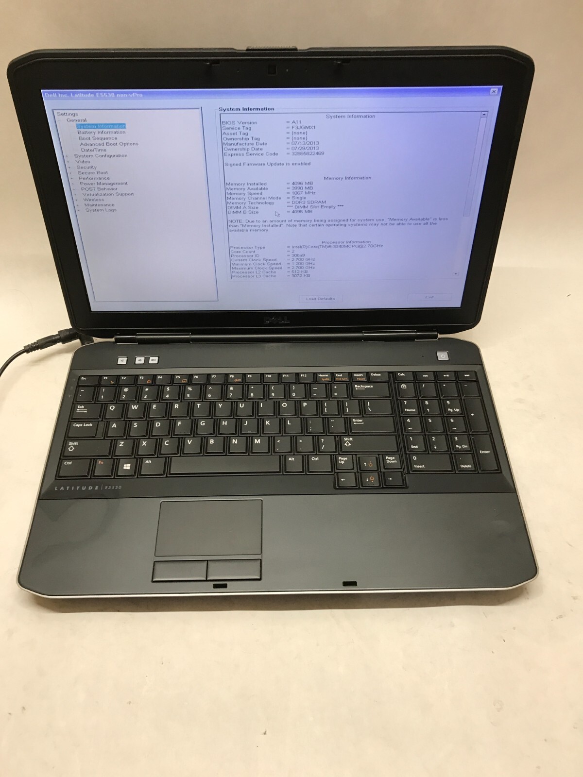Dell Latitude E5530 15″ Laptop Intel Core i5-3340M 4GB RAM NO HDD/OS Boots! – DW
