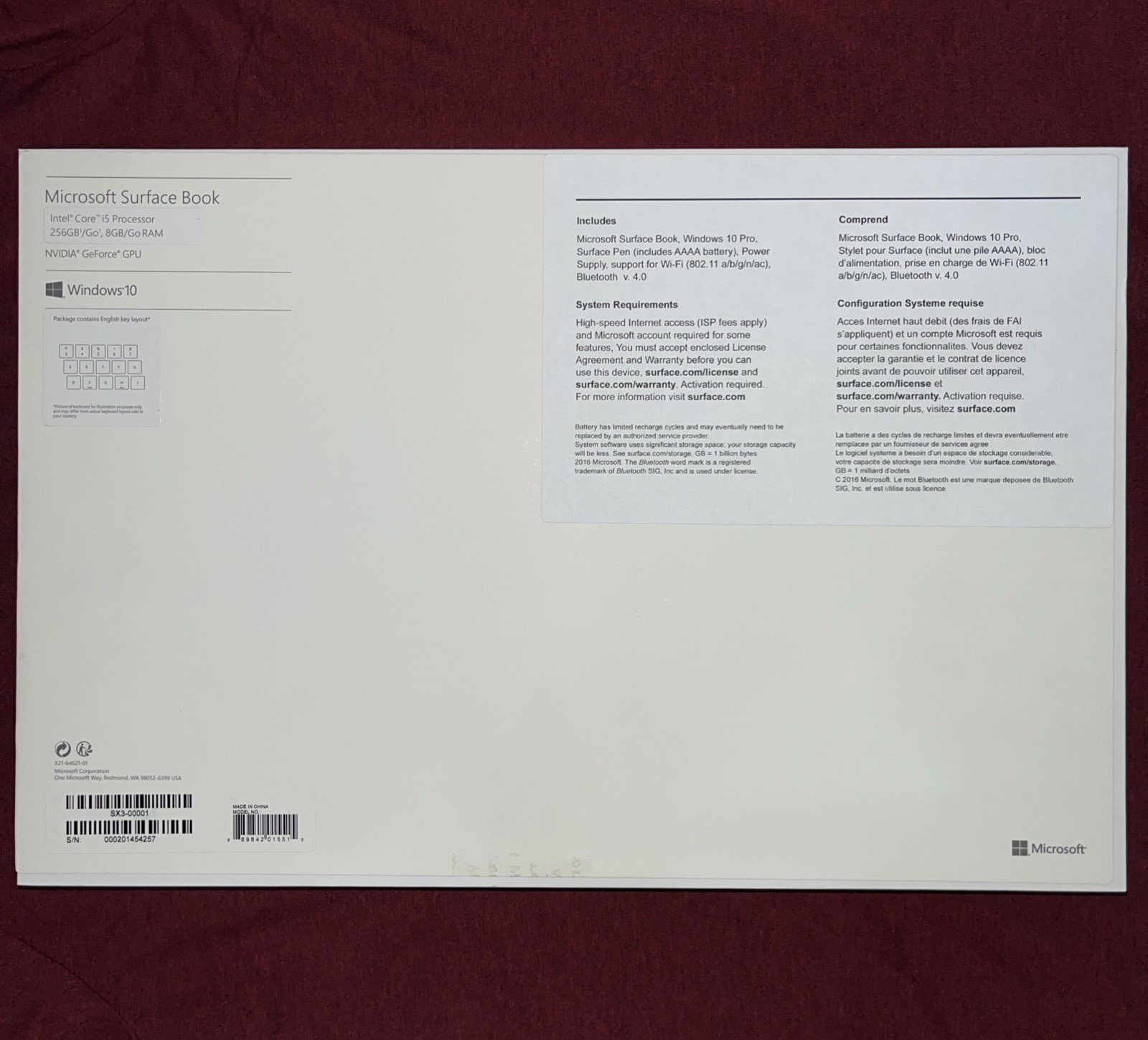 Microsoft Surface Book 13.5 inch 256GB Intel i5 6th Gen 2.40GHz 8GB RAM NVIDIA