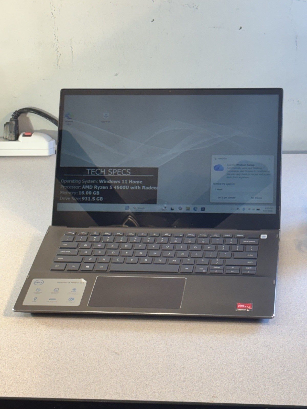 Dell Inspiron 14” 7000-2-in-1 Ryzen 5 4500U 2.38 GHz 16GB RAM/1.TB SSD Touchscre