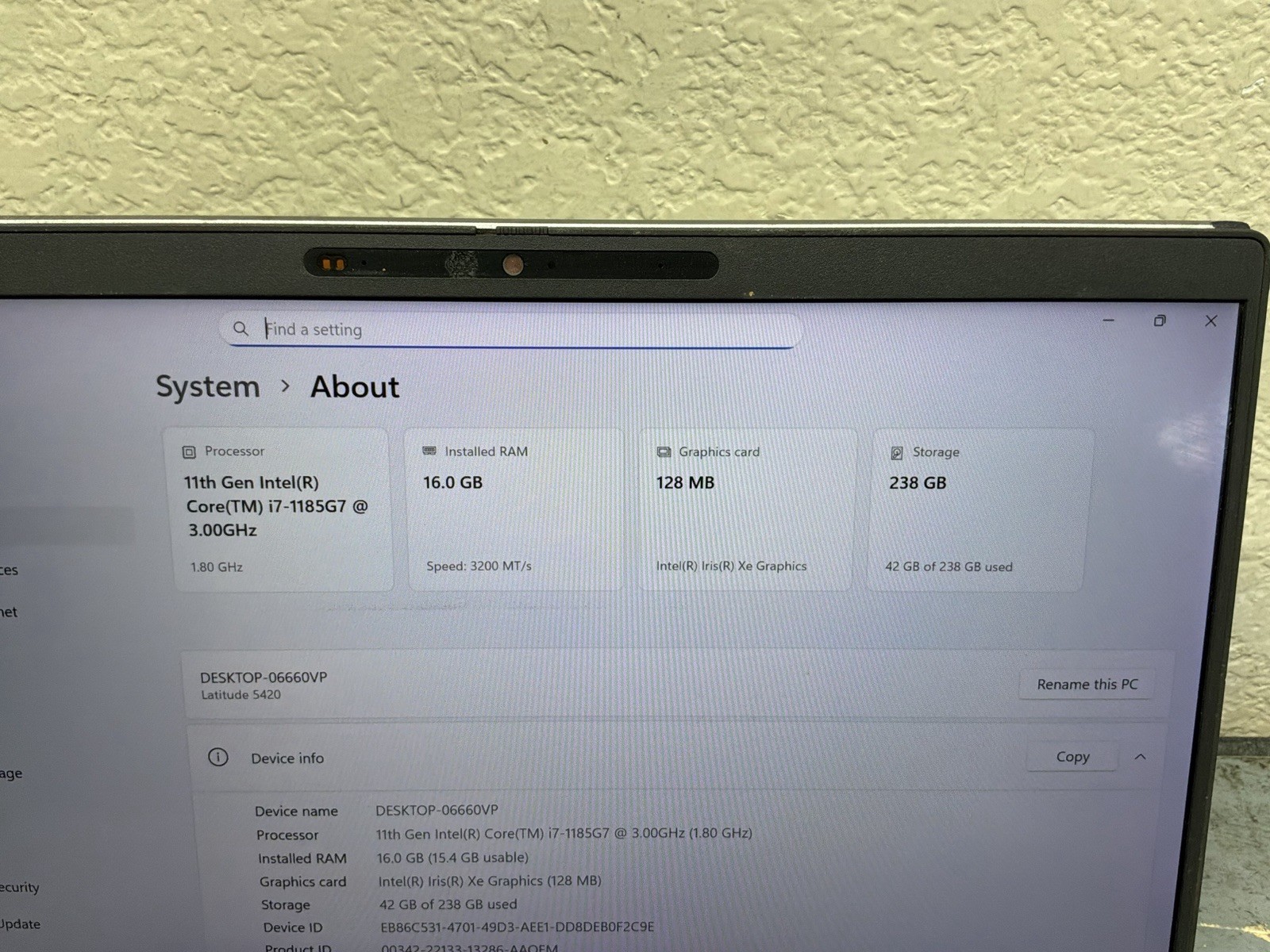 Dell Latitude 5420 Laptop 3GHz i7-1185G7 16GB 256GB SSD – Touchscreen WIN11P