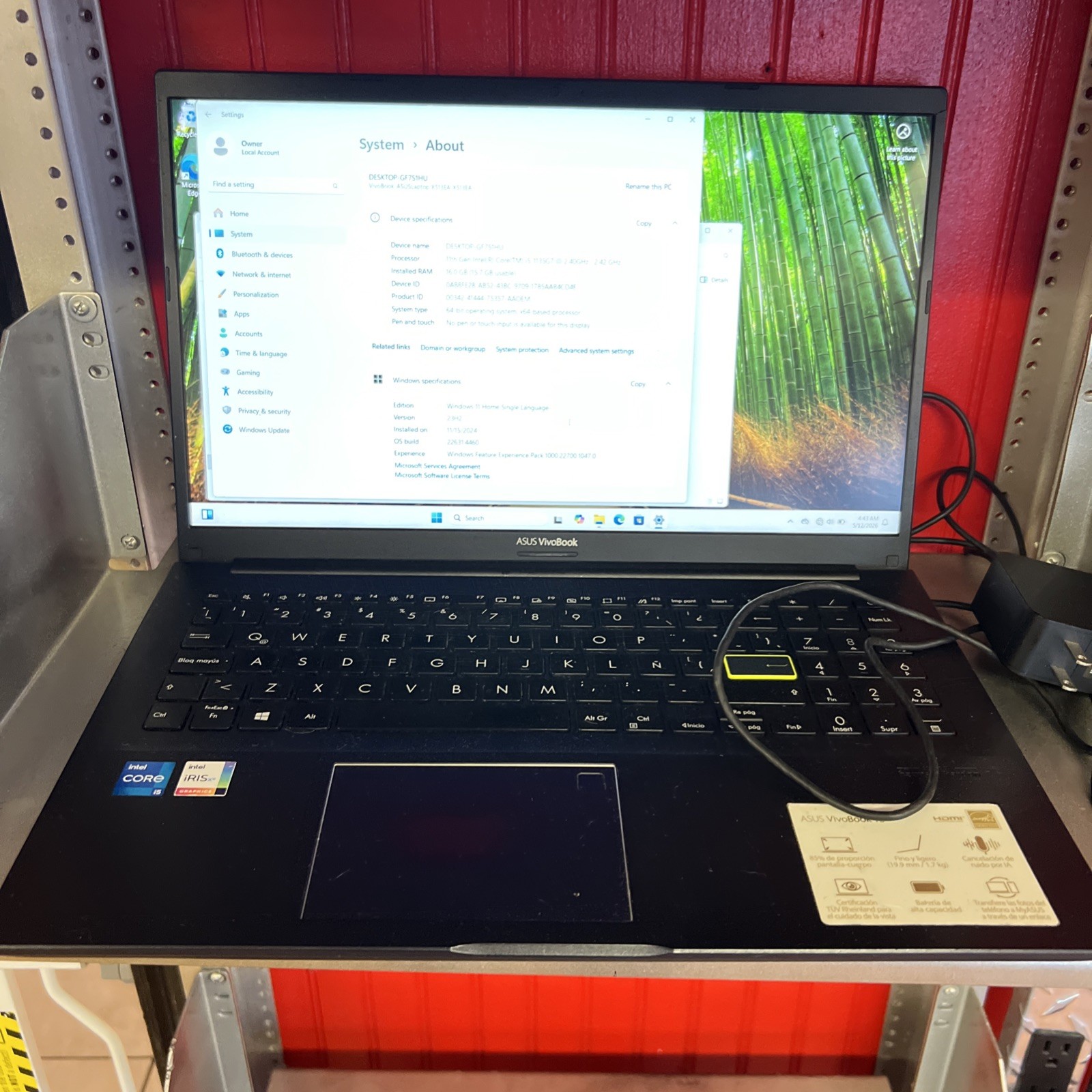 Asus Vivobook 15 F513E 15.6″ i5-1135G7 2.4GHz 16GB RAM 256GB SPANISH KEYBOARD
