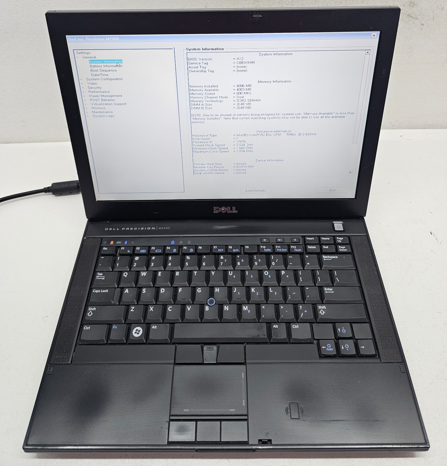 Dell Precision M2400 Laptop Intel Core 2 Duo T9400 4GB Ram NO HD/OS (FL)
