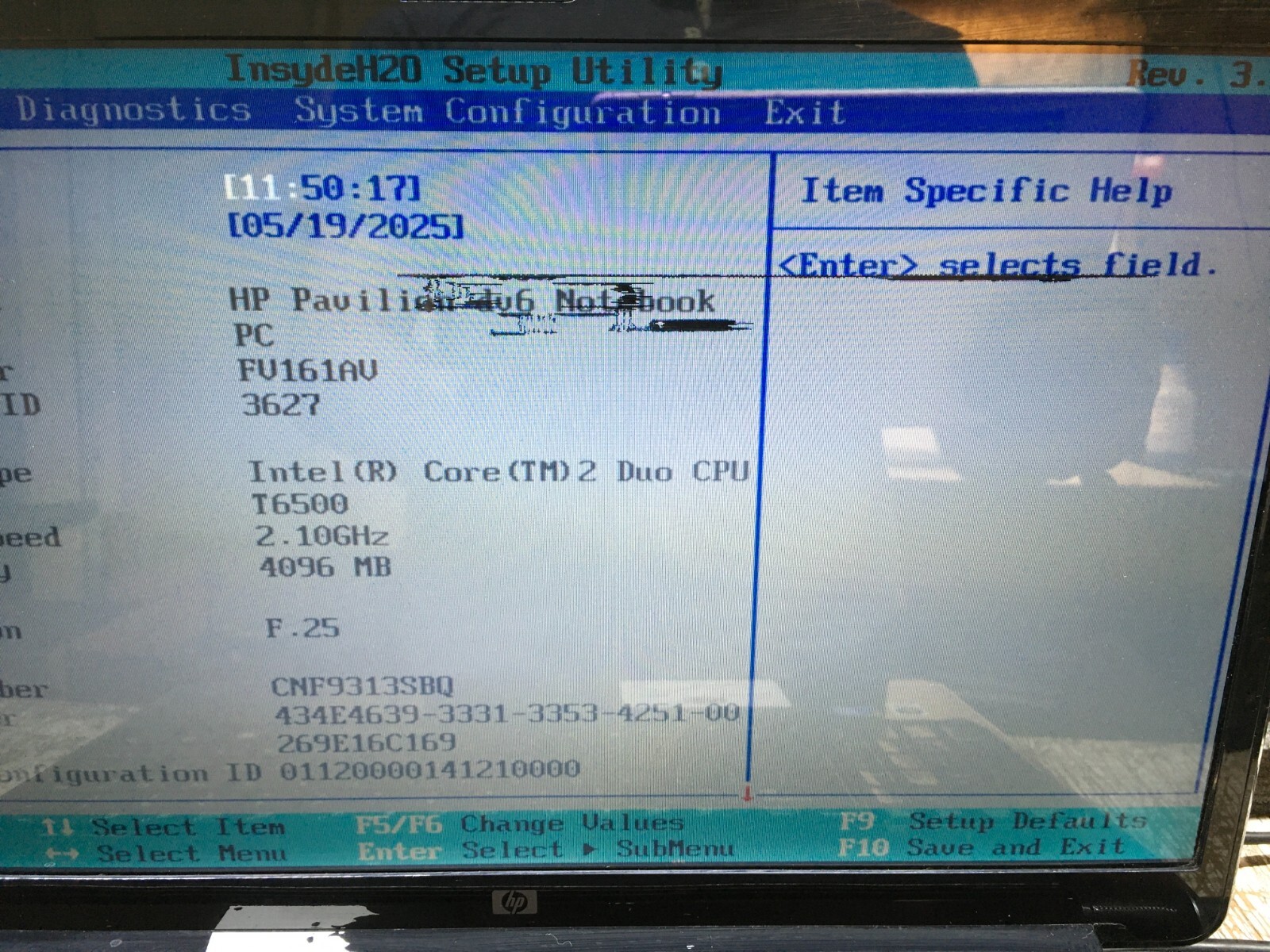 HP Pavilion DV6-1200 Intel Core 2 Duo T6500 2.1GHz 4 GB NO HDD No Batt