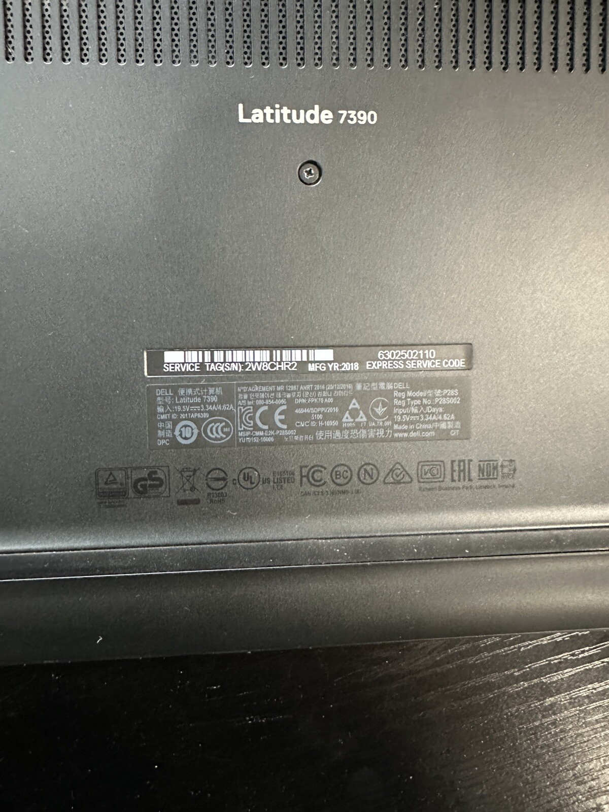 Dell Latitude 7390 Intel Core i7-8650U 1.9GHz NO RAM NO SSD 13.3″ For Parts