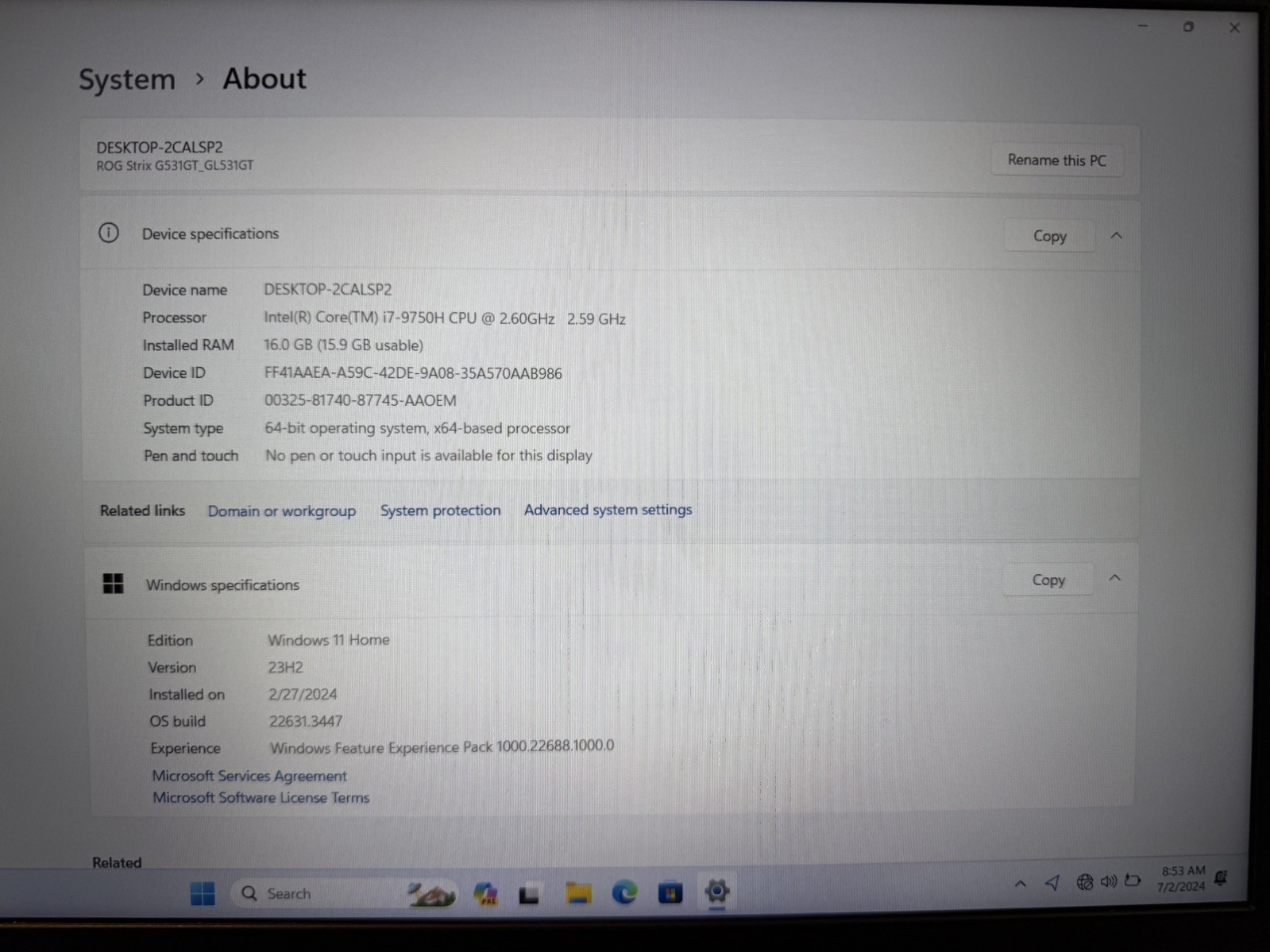ASUS ROG Strix G gaming laptop. SPECS IN DESCRIPTION