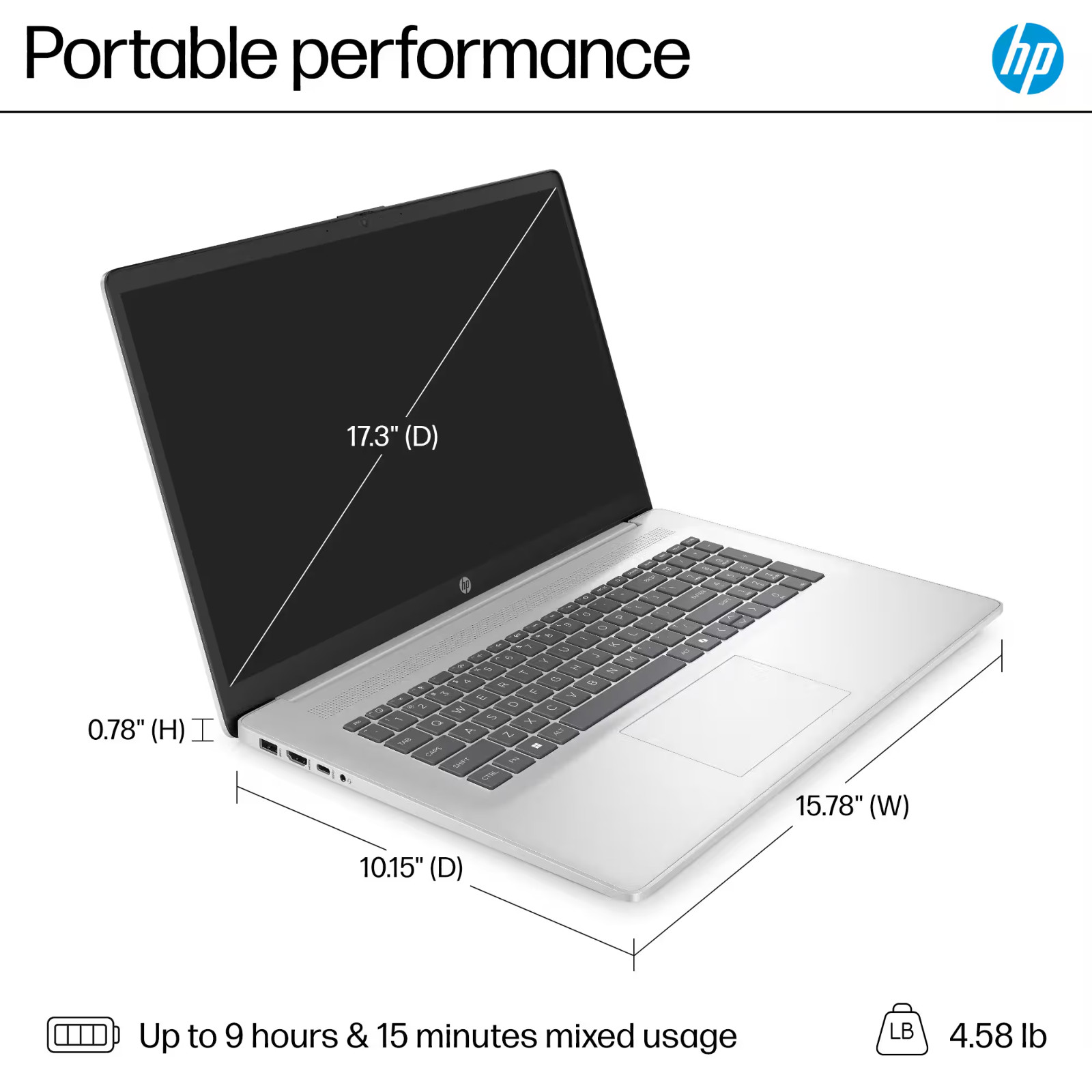 HP 17.3″ FHD Laptop Computer Ryzen 5 Upto 4.3GHz, 12GB RAM 256GB SSD, Win 1 1Pro