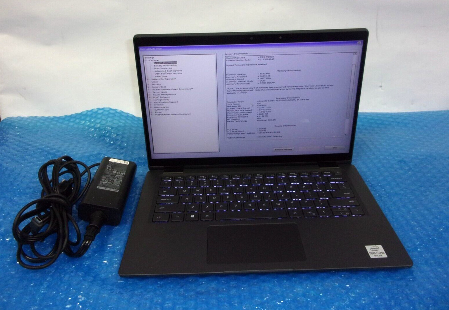 DELL LATITUDE 7310 INTEL CORE I7-10610U @ 1.80GHz 8GB RAM 256GB SSD WIN10 PRO