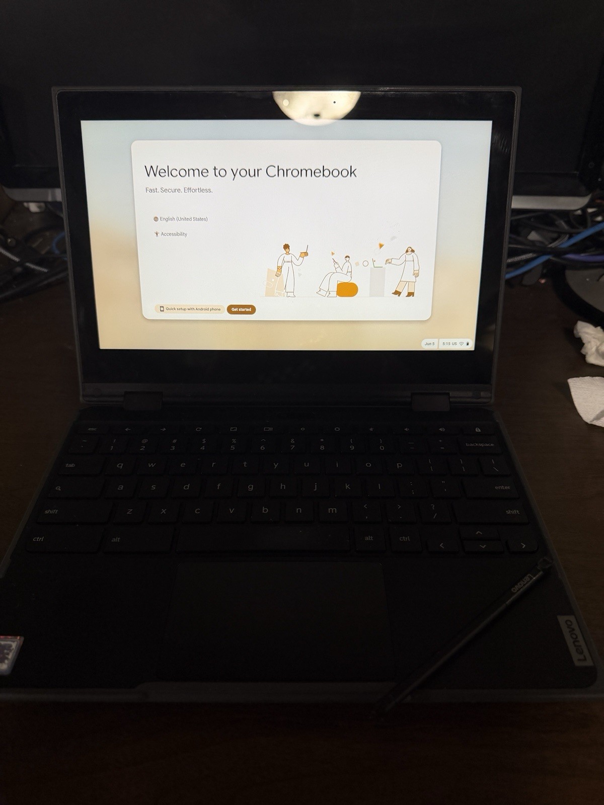 Laptop Lenovo Chromebook Convertible 2-in-1 Intel Touchscreen Black Chrome OS