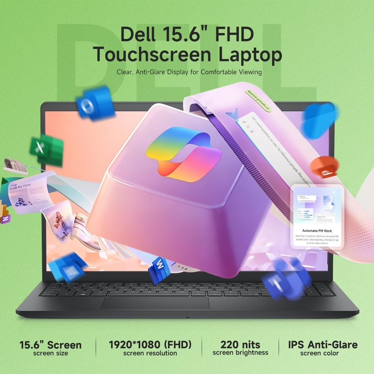 Dell 15.6″ Touch Laptop 13th Gen Intel Core i7 16GB/32GB RAM 1TB SSD Copilot AI