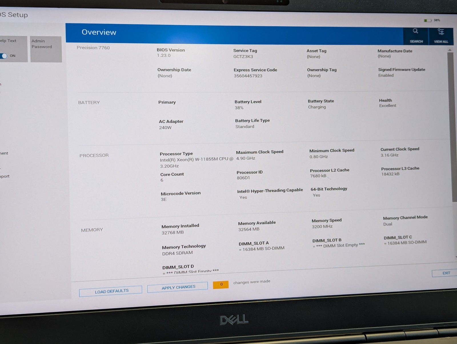 Dell Precision 7760 XEON W-11855M 17″ 32GB RAM 512GB SSD Grade D