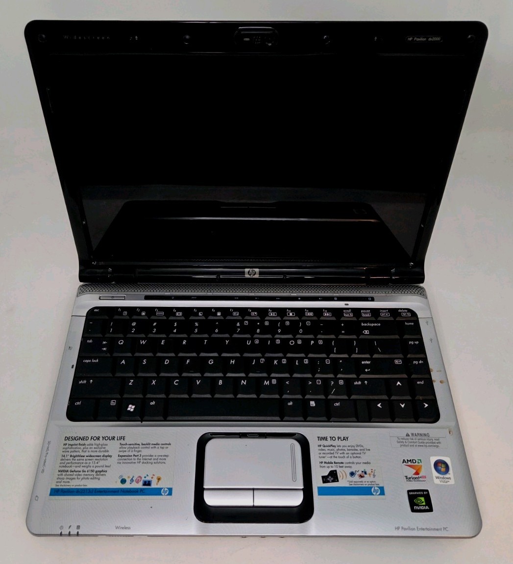 HP Pavilion Entertainment PC DV2000 Laptop Windows Vista Nvidia AMD Turion 64