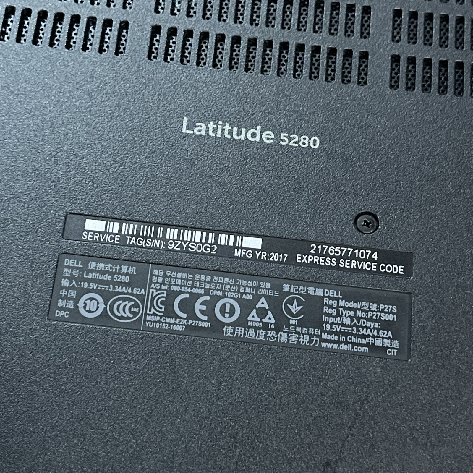 DELL LATITUDE 5280 INTEL CORE I3-7100U 2.40GHZ 8GB RAM NO HD 1