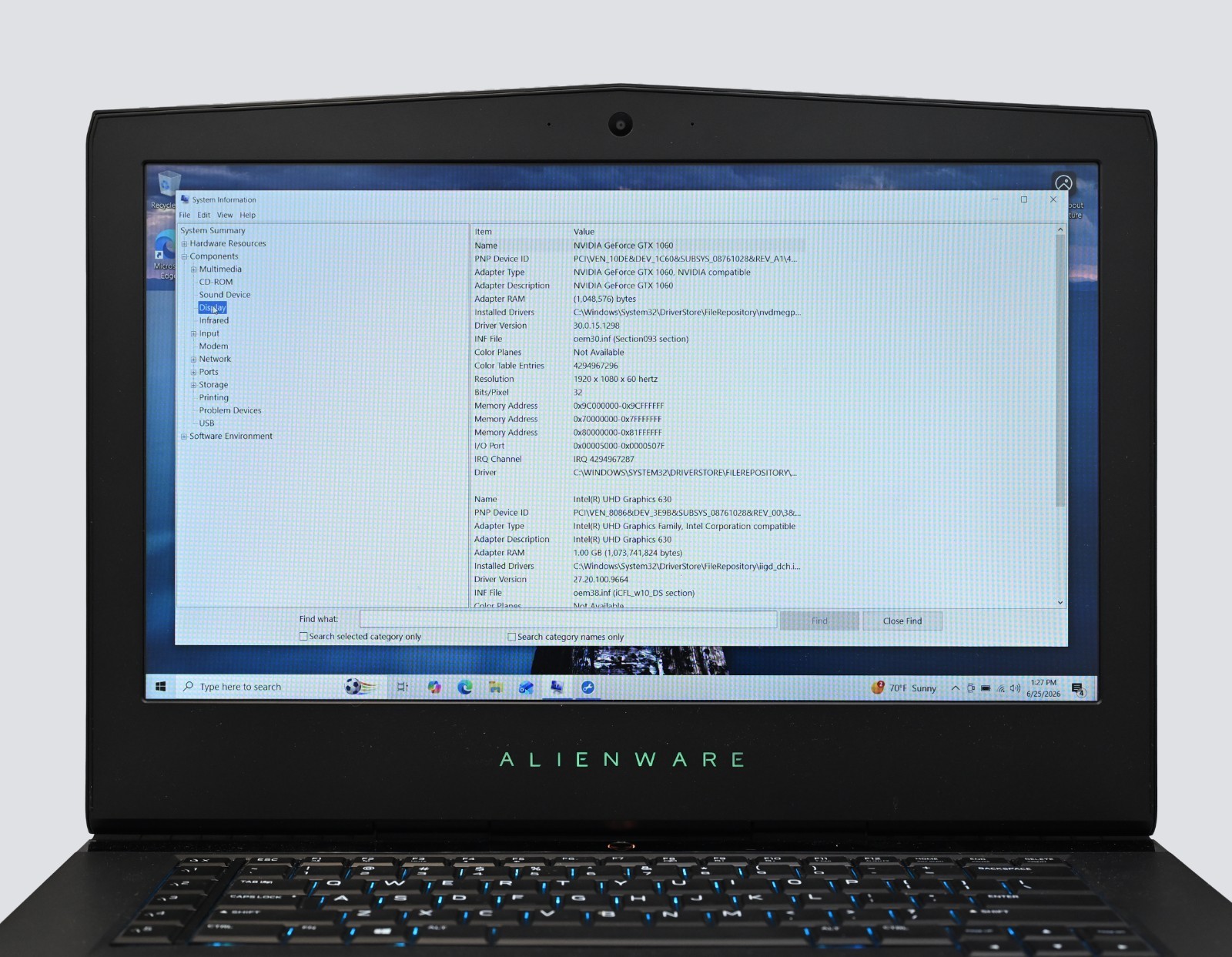 Alienware 15 R4 i7-8750H 2.2GHz 12GB RAM 240GB SSD GeForce GTX 1060 WINDOWS 11