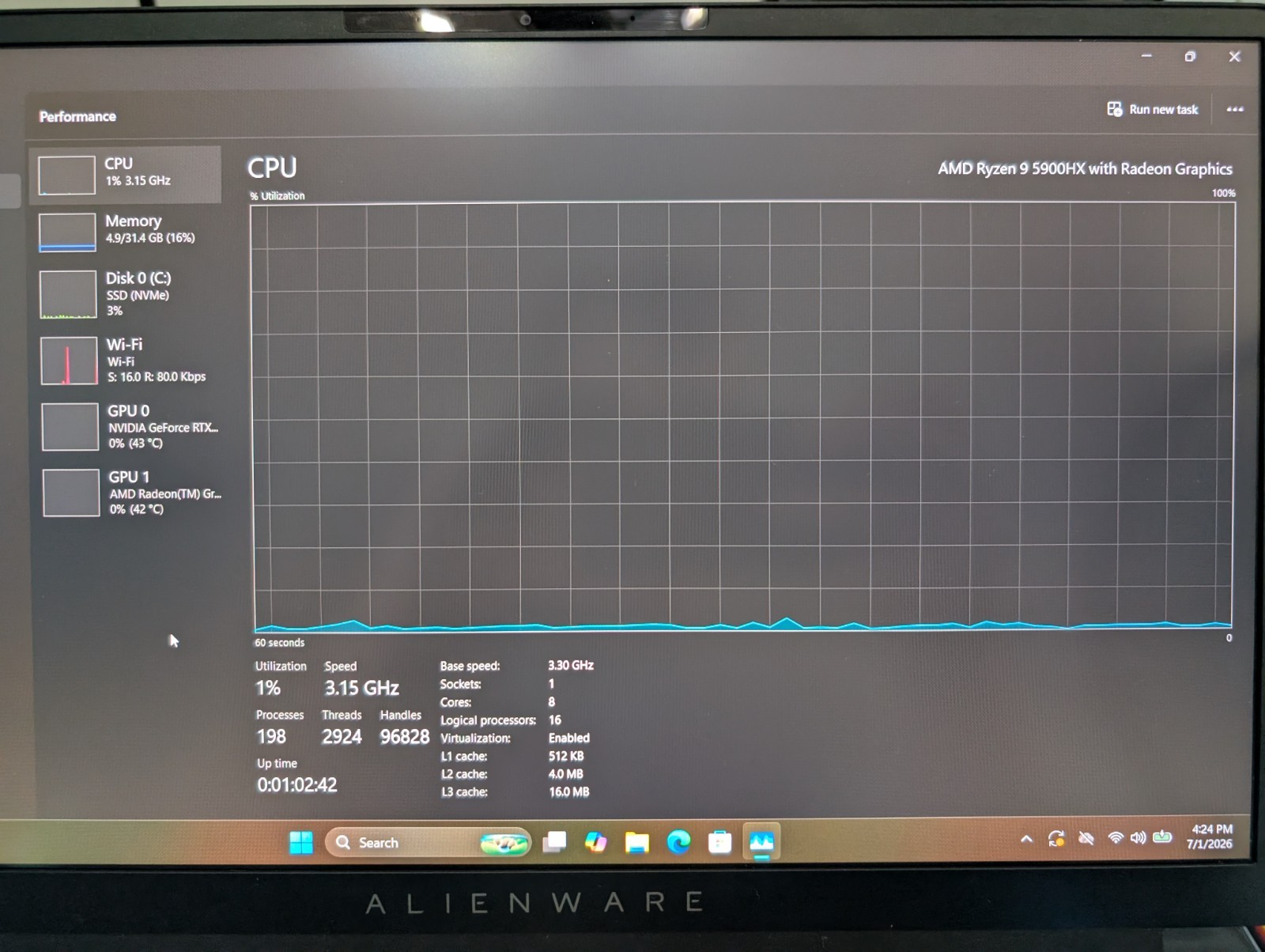 Dell Alienware M15 R5 Ryzen 9 5900HX 32GB 512GB RTX 3070 Win11 Pro