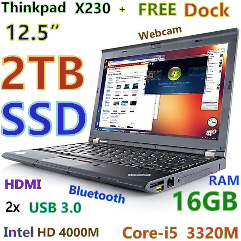 L enovo Thinkpad X230 i5 12.5″ FAST 2TB SSD 16GB USB-3.0 Bluetooth + Docking