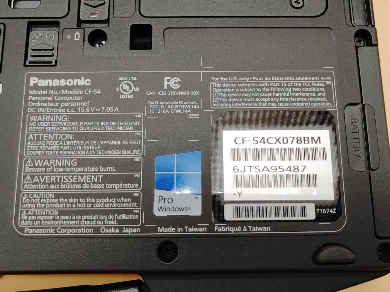 Panasonic Toughbook CF-54 MK1 14″ i5-5300U 16GB 512GB 4G LTE *NO OS/NO AC* (A+)