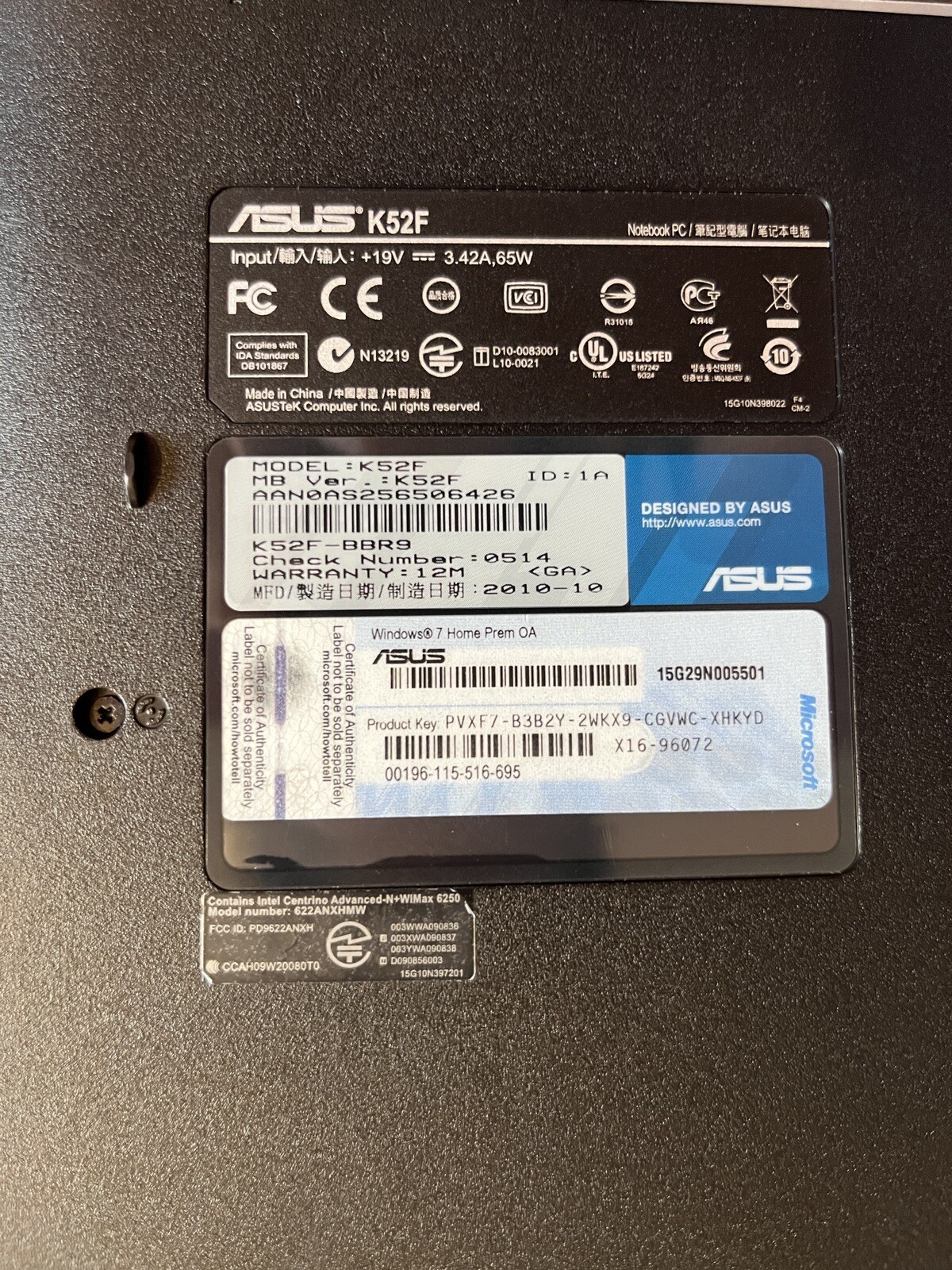ASUS K52F 15.6″ Intel Core i3 M370 2.40ghz 4GB RAM 500GB HDD – NO BATTERY