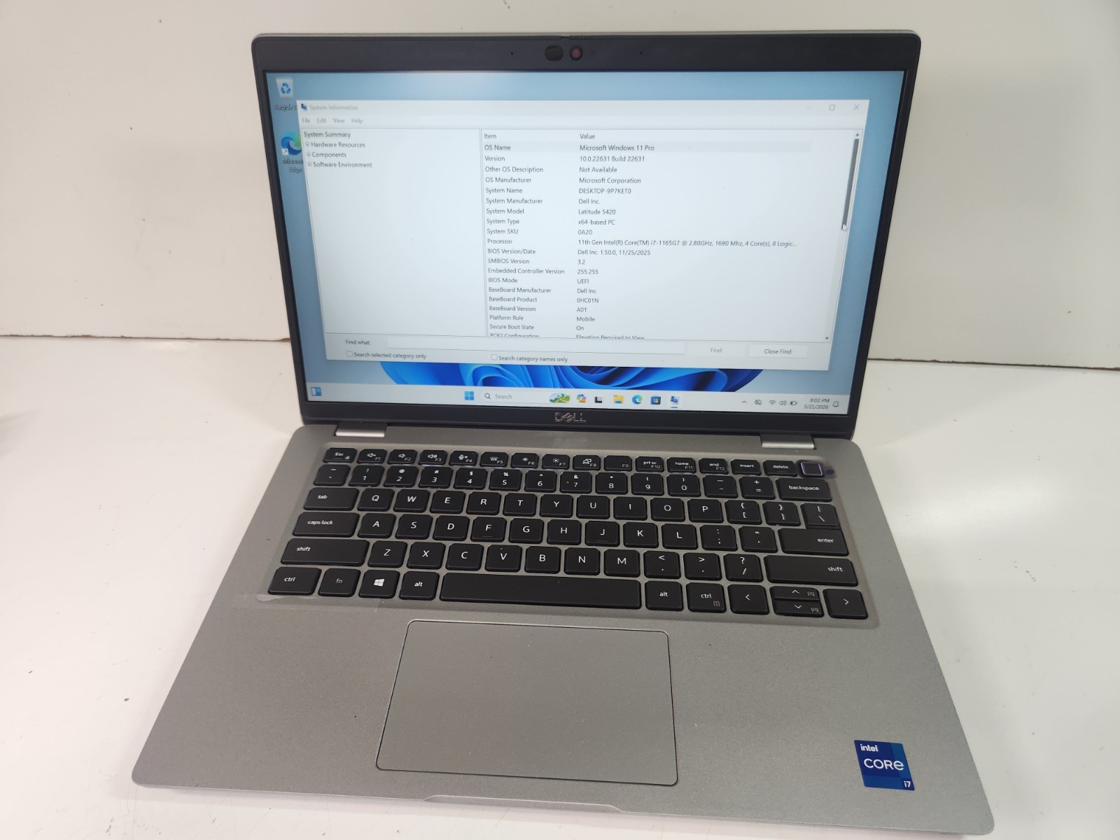 Dell Latitude 5420, Core i7 11th Gen, 16GB, Intel 256GB SSD, 14″.wind 11 pro