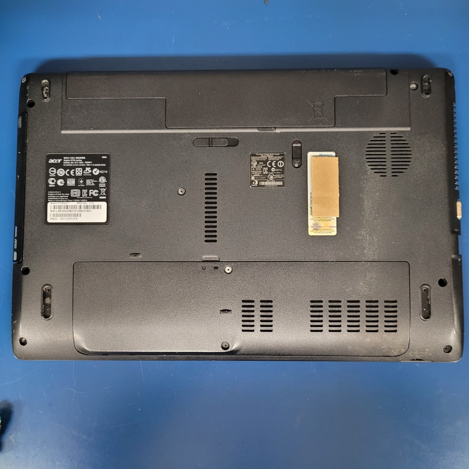 Acer Aspire 5733z-4477 15.6″ Laptop Intel Pent P6200 @2.13GHz 4GB RAM No HDD