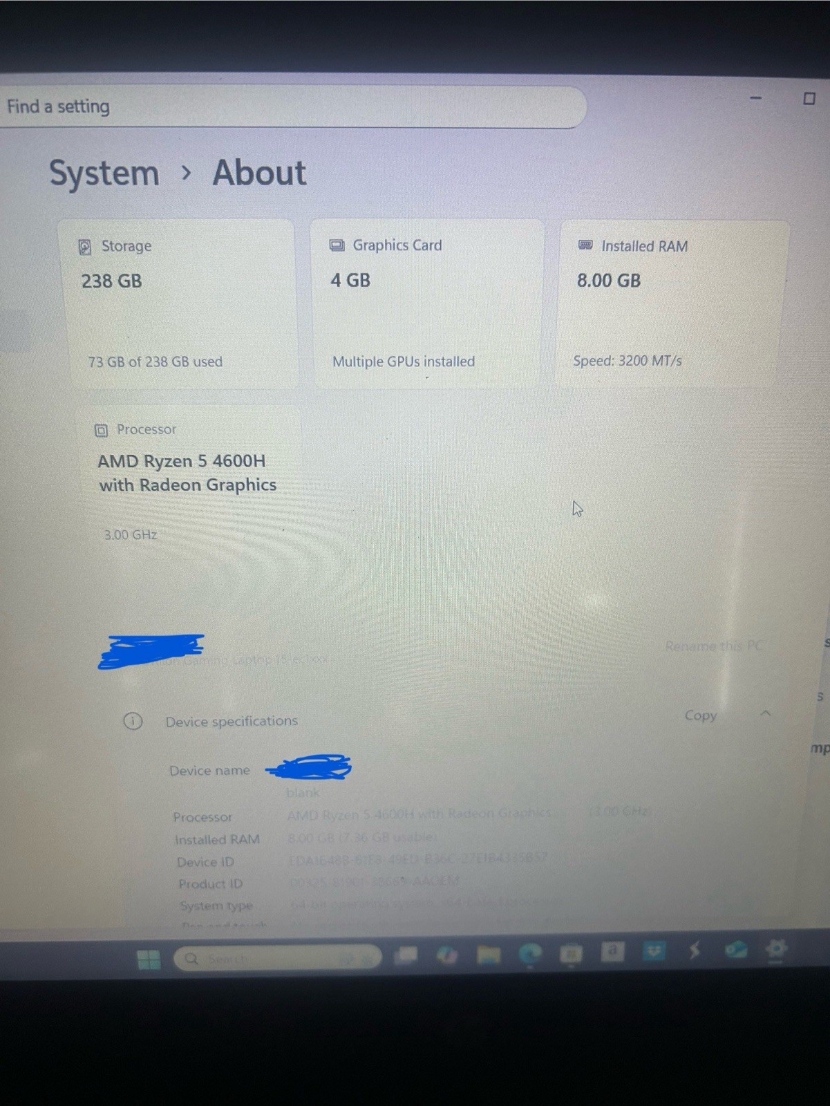 Hp pavillion 15-ec1073dx. AMD ryzen 5 4600H with radeon graphics. GTX 1650 GPU