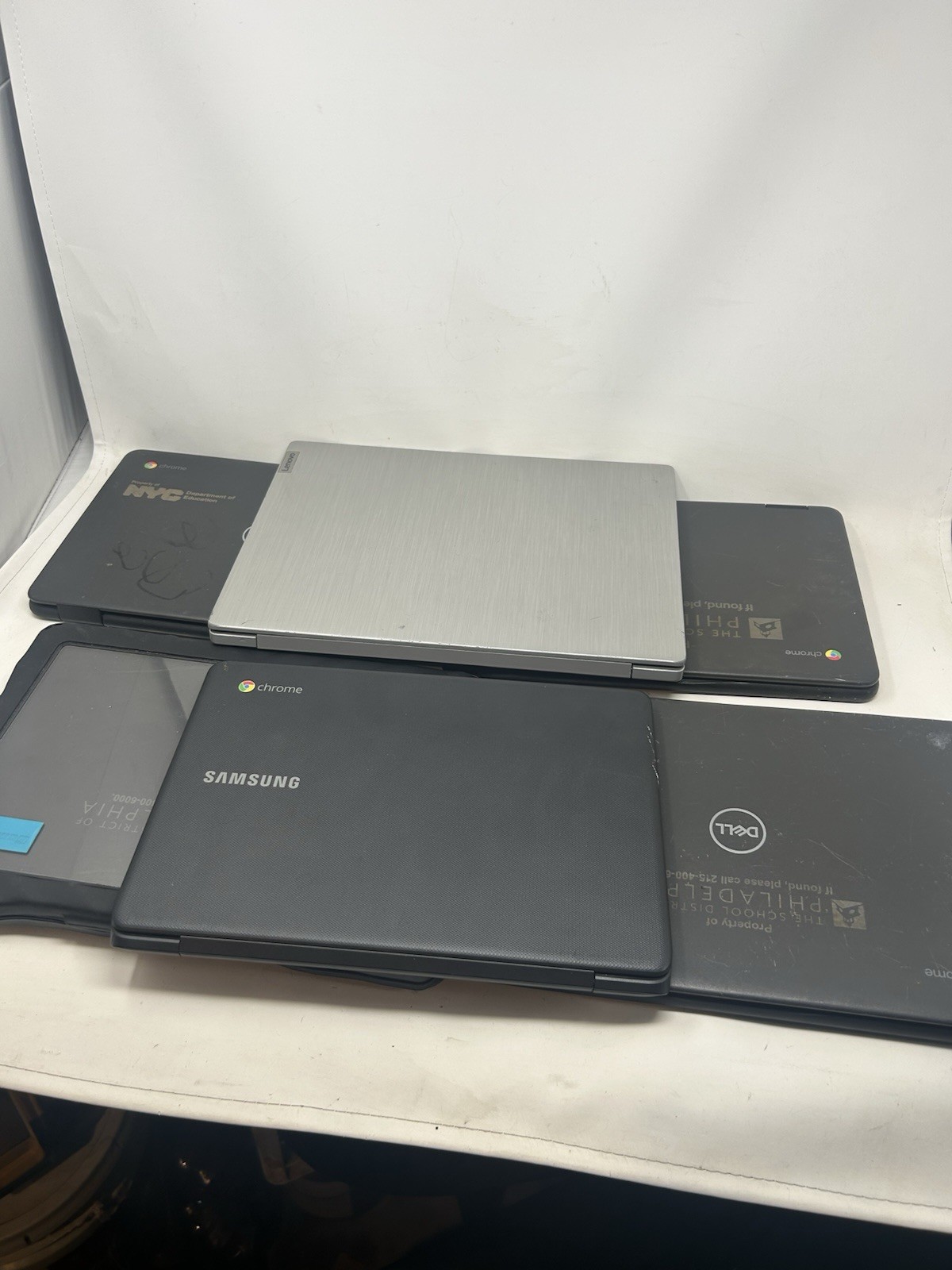 Lot Of 6 Computers, Dell Chromebook 3100, Samsung, Lenovo – UNTESTED
