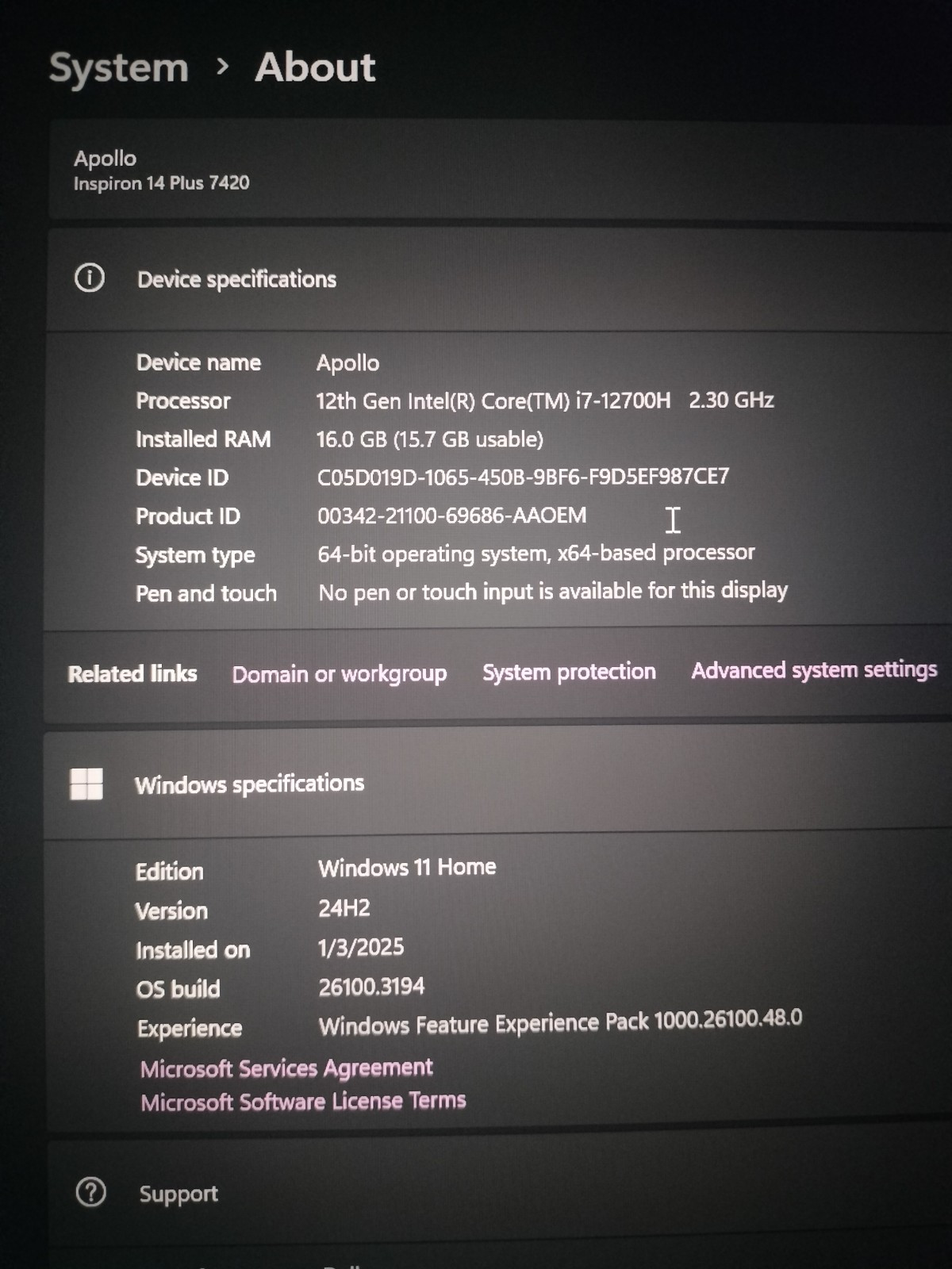 Dell Inspiron 14 Plus 7420 14″ 2.2K i7-12700H 16GB RAM 512GB SSD Fair Cond Works