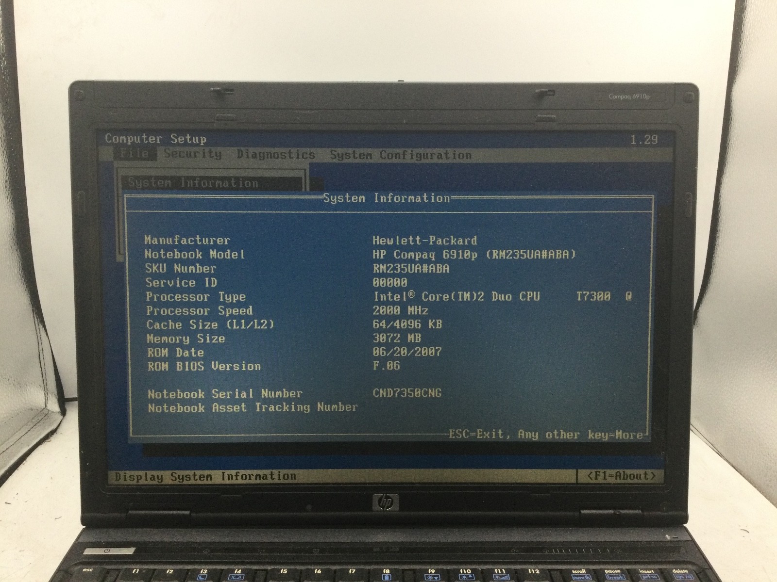 HP COMPAQ 6910P – BOOTS TO BIOS – LOT OF 2 – INTEL 2 DUO – NO RAM – READ – BB
