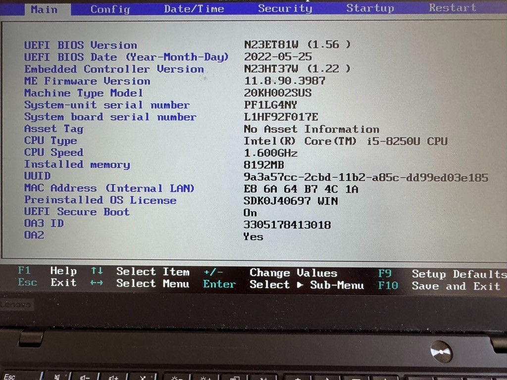 Lenovo ThinkPad X1 Carbon Gen 6 Laptop Intel Core i5-8250U 8GB RAM – No SSD