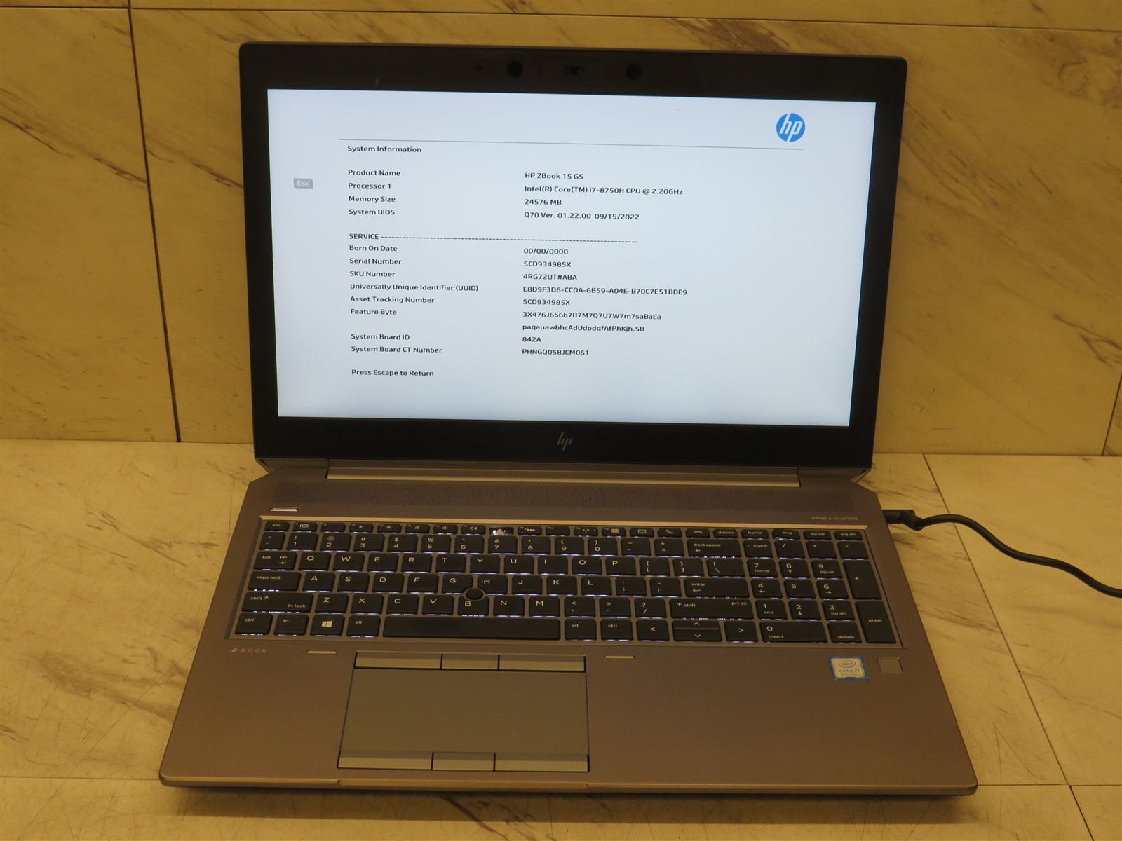 HP Zbook 15 G5 Laptop Intel Core i7-8750H@2.2GHz 24GB RAM *BIOS LOCKED*