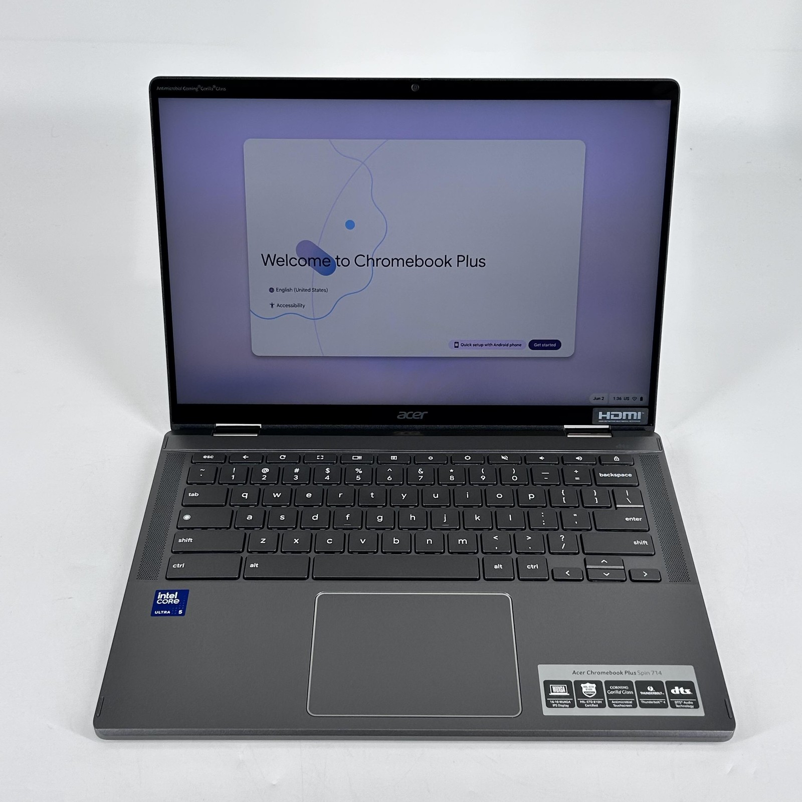 Acer Chromebook Plus 14 TOUCH 4.2 GHz Ultra 5 8GB RAM 256GB SSD Excellent