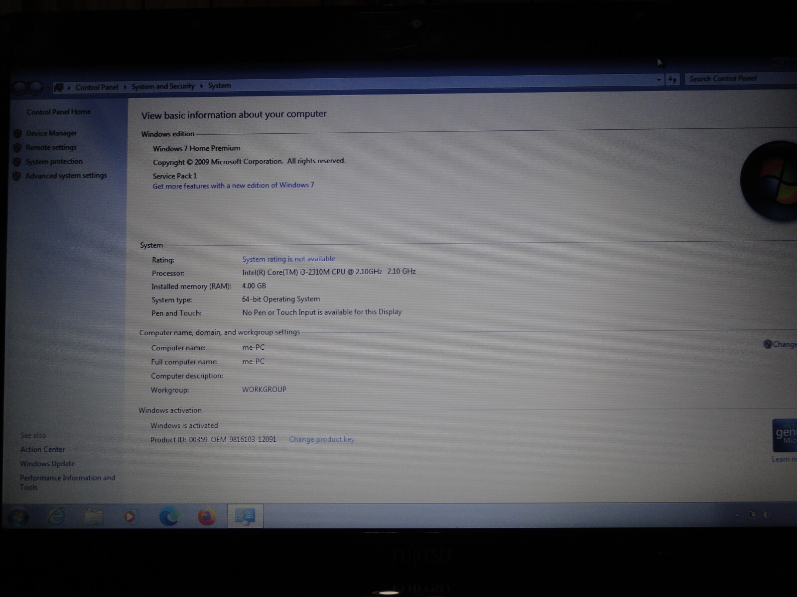 Fujitsu Lifebook AH531 Windows 7 Home Premium SP1 Activated Laptop