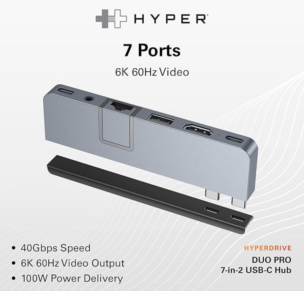 HyperDrive Duo 7-in-2 USB-C Hub, Space Gray