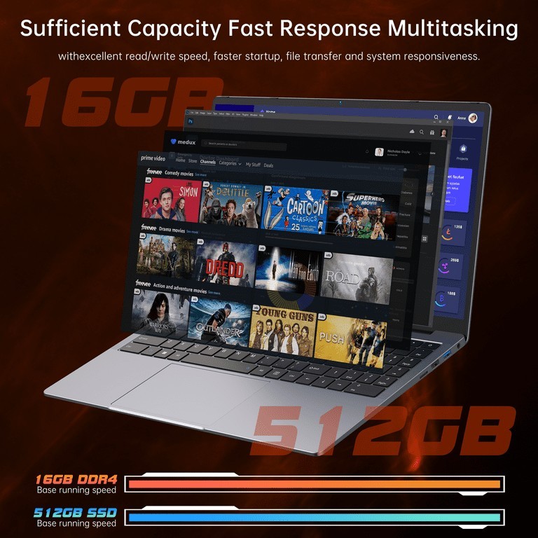 ACEMAGIC 17.3 Inch Notebook Laptop Intel N97 16GB RAM + 512GB SSD Windows 11 Pro
