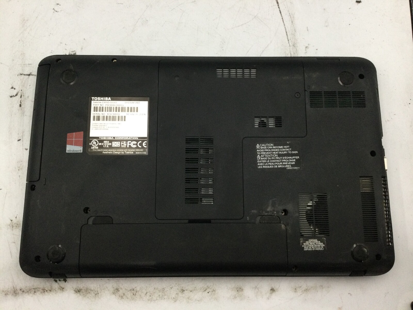 TOSHIBA SATELLITE C855D – BOOTS TO BIOS – AMD E300 – 4GB RAM -READ DESCRIP- BB