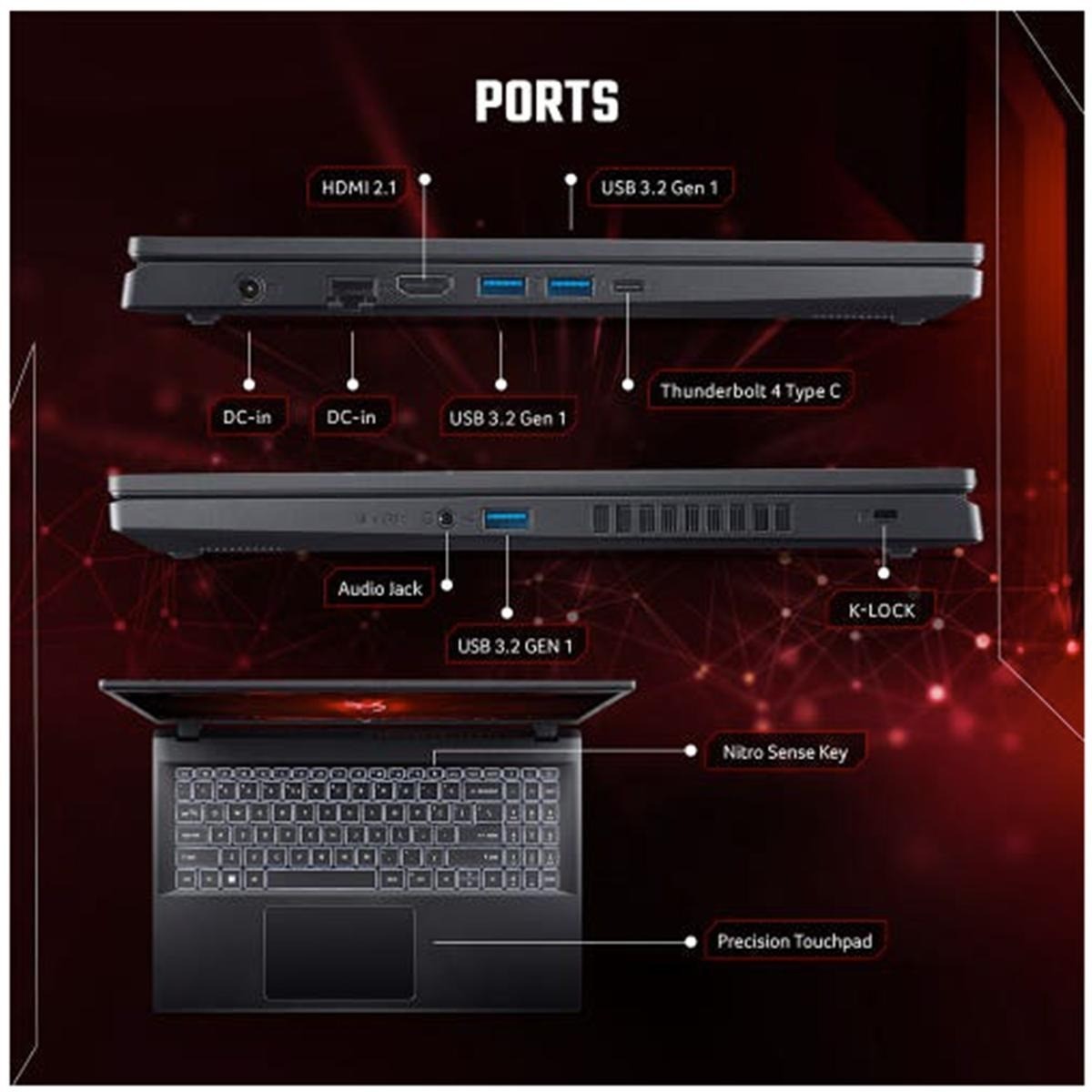 Acer Nitro V15 15.6″ 144Hz I7-13620H 8GB DDR5 512GB SSD RTX 2050 4GB FREEDOS