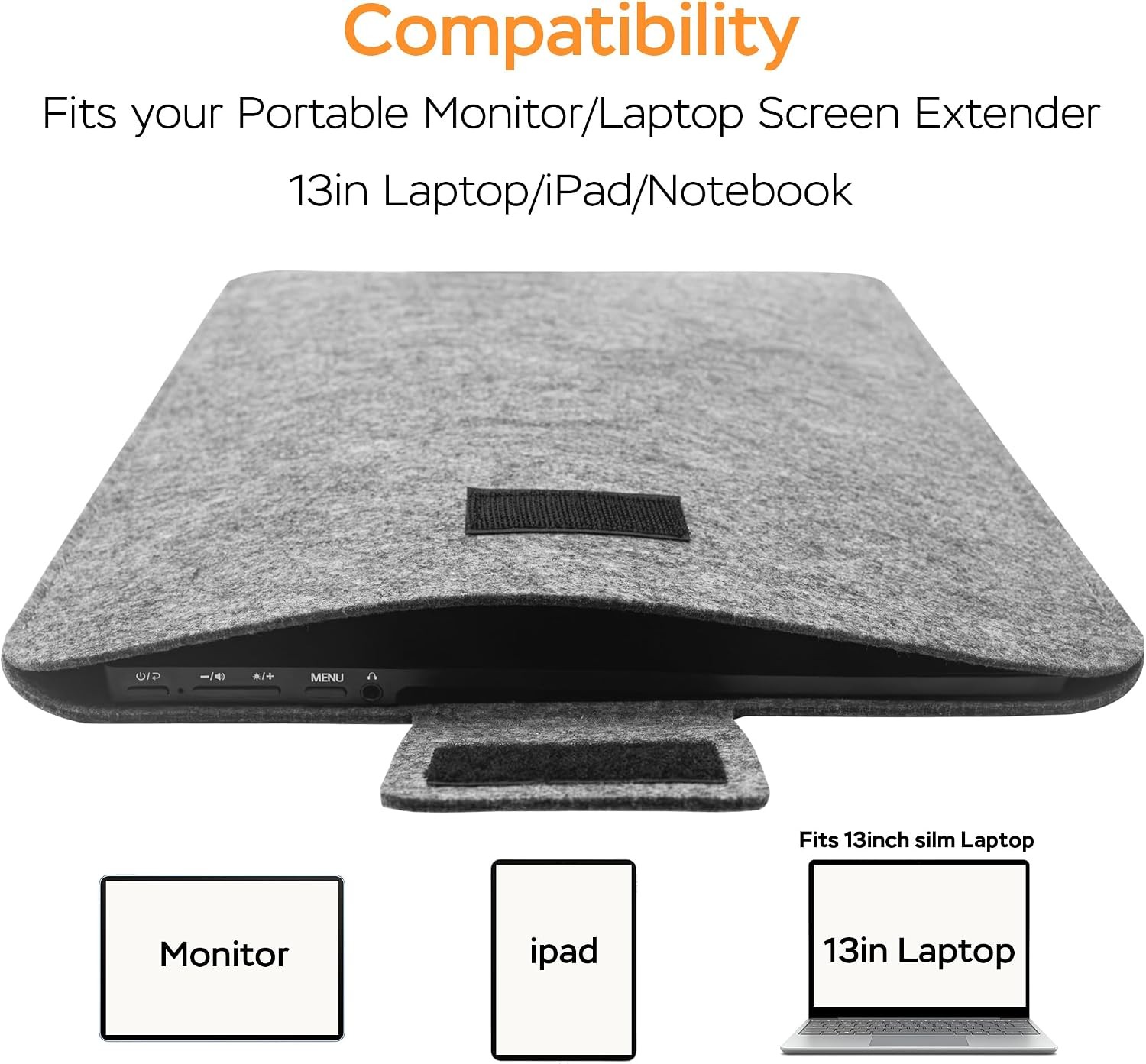 15.6 Inches Portable Monitor Sleeve Case for Sceptre Kado MNN KYY InnoView Yxk