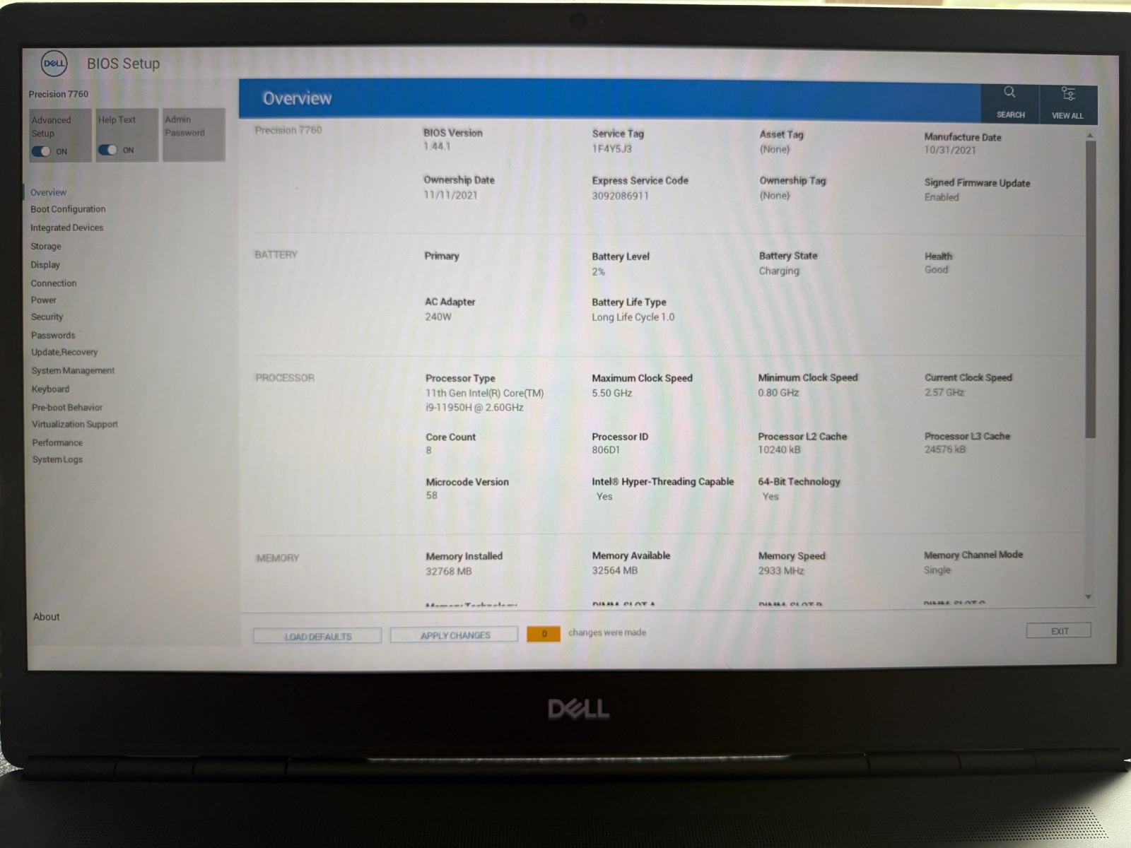 DELL PRECISION 7760 17.3″ i9-11950H 32GB (2) 512GB NVIDIA RTX A3000 WIN 11 PRO