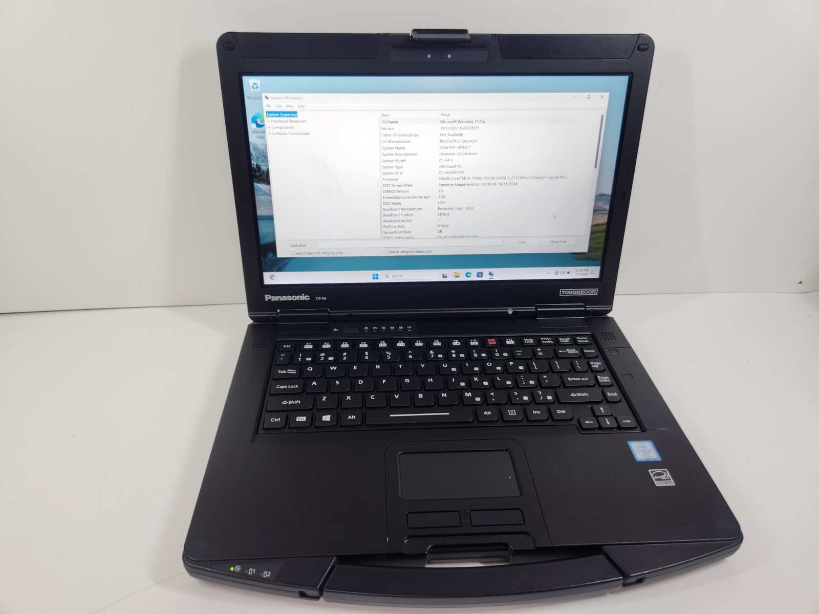 Panasonic Toughbook CF-54 Intel Core i5-7300U @ 2.6GHz 16GB RAM 256GB SSD Win10P