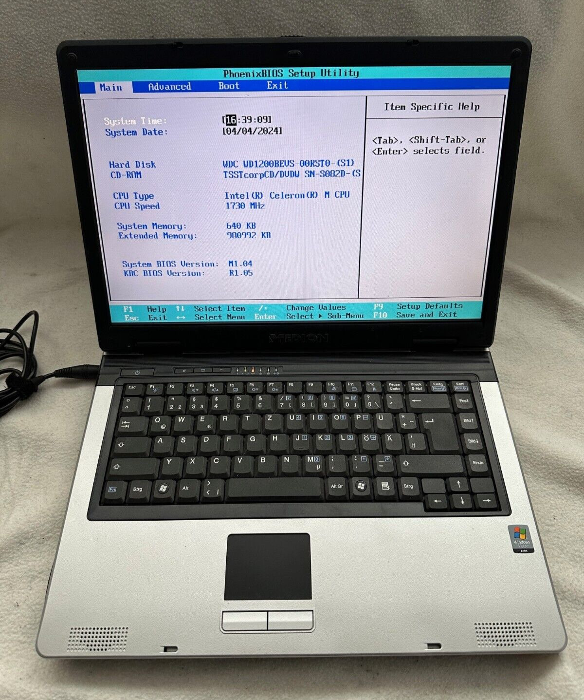 Medion MIM 2210 MD 96317 with Intel Celeron M 1730MHz 120GB HDD 1GB RAM Laptop