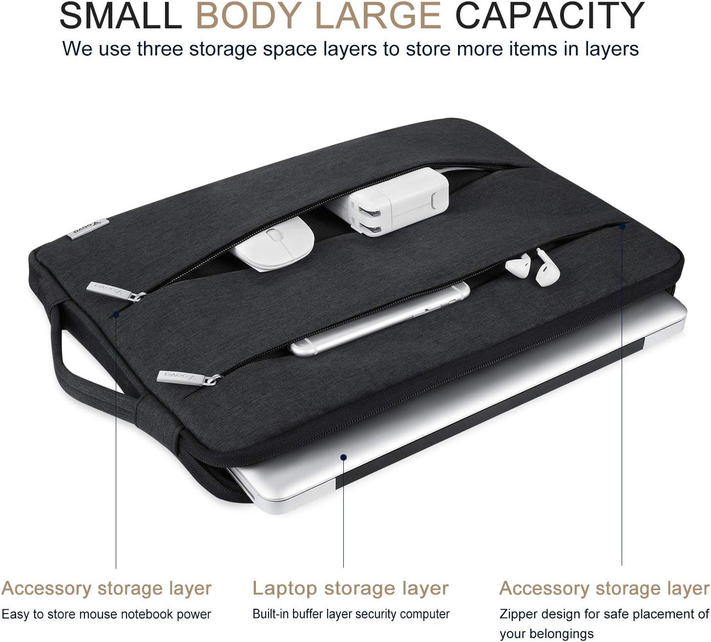 Sleeve for 13 13.6 Inch Laptop, Waterproof Slim Computer Bag Cover with Handle