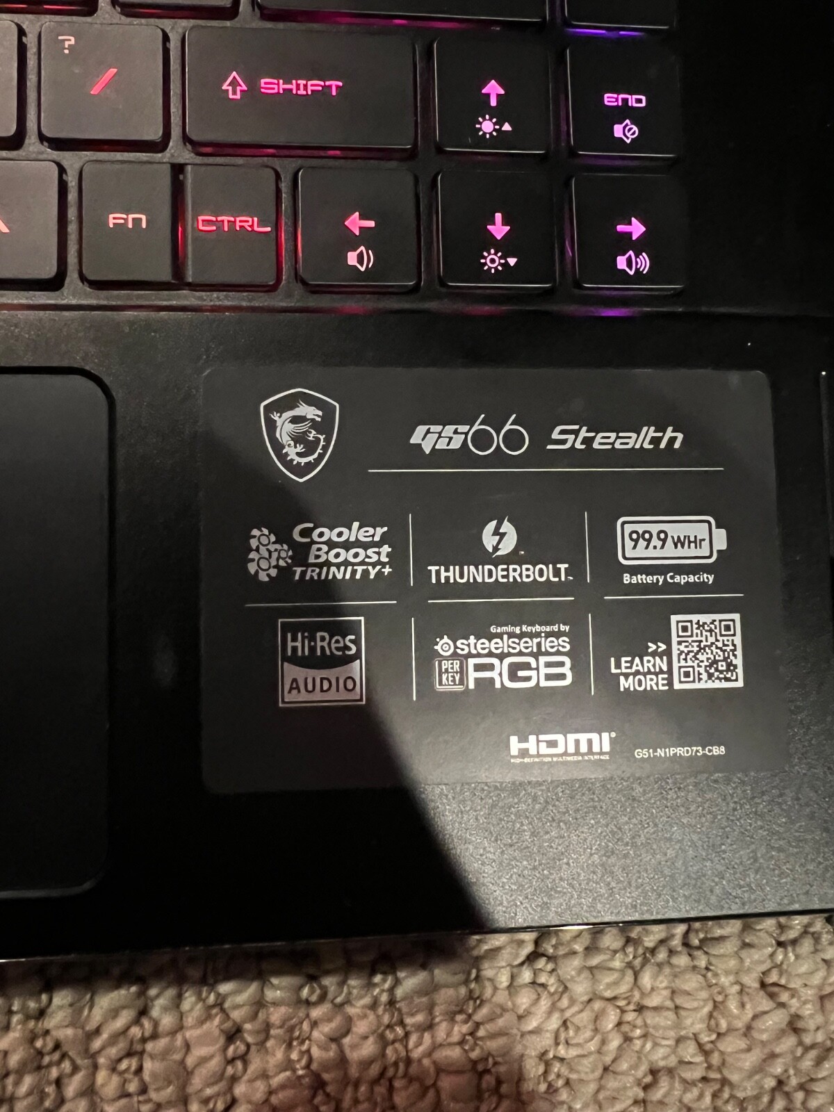 MSI GS66 Stealth 10SGS-036 15.6″ 300Hz 3ms Ultra Thin and Light Gaming Laptop