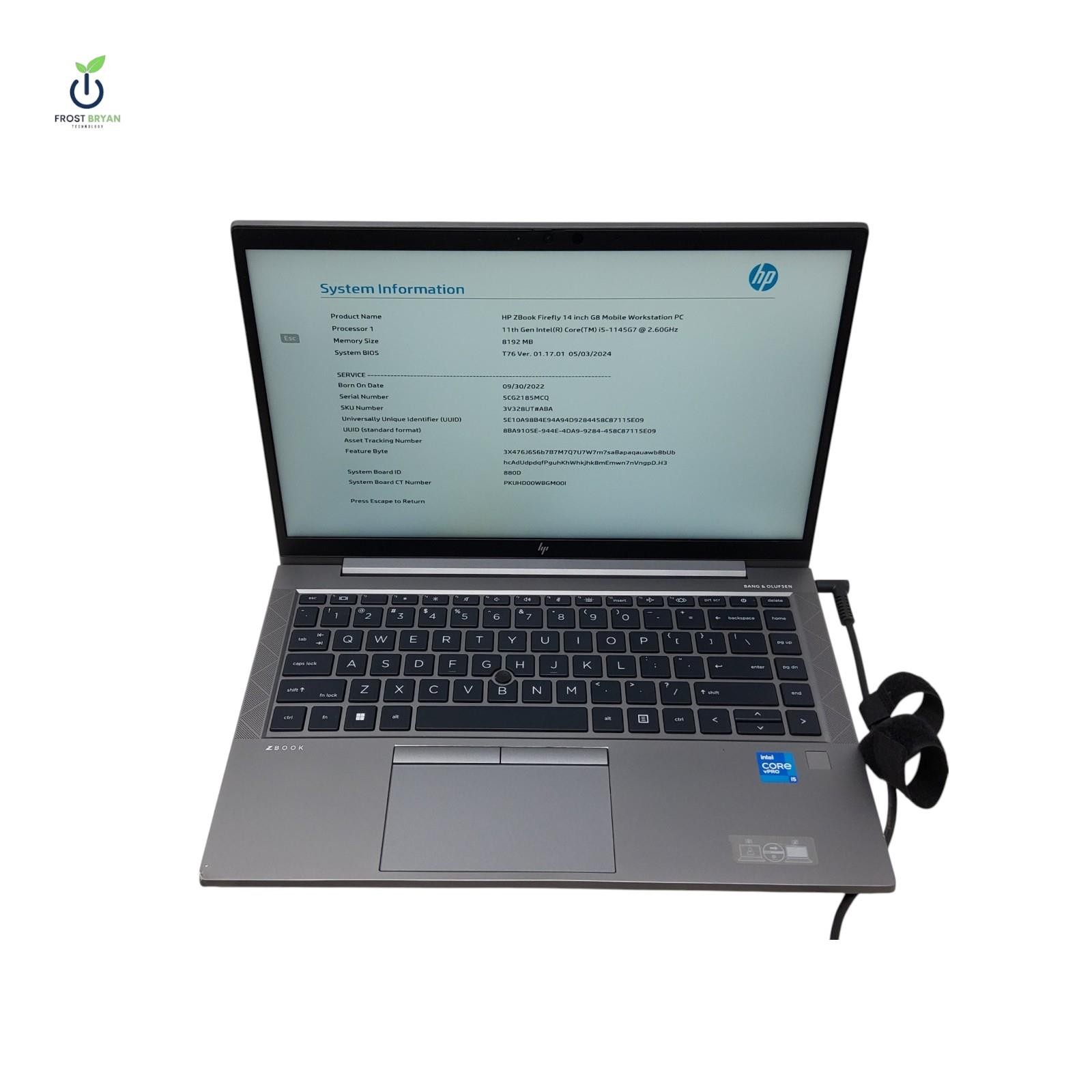 HP ZBOOK FIREFLY 14 G8 Laptop i5-1145G7@2.60GHz 8GB 256GB No OS Grade C [READ]