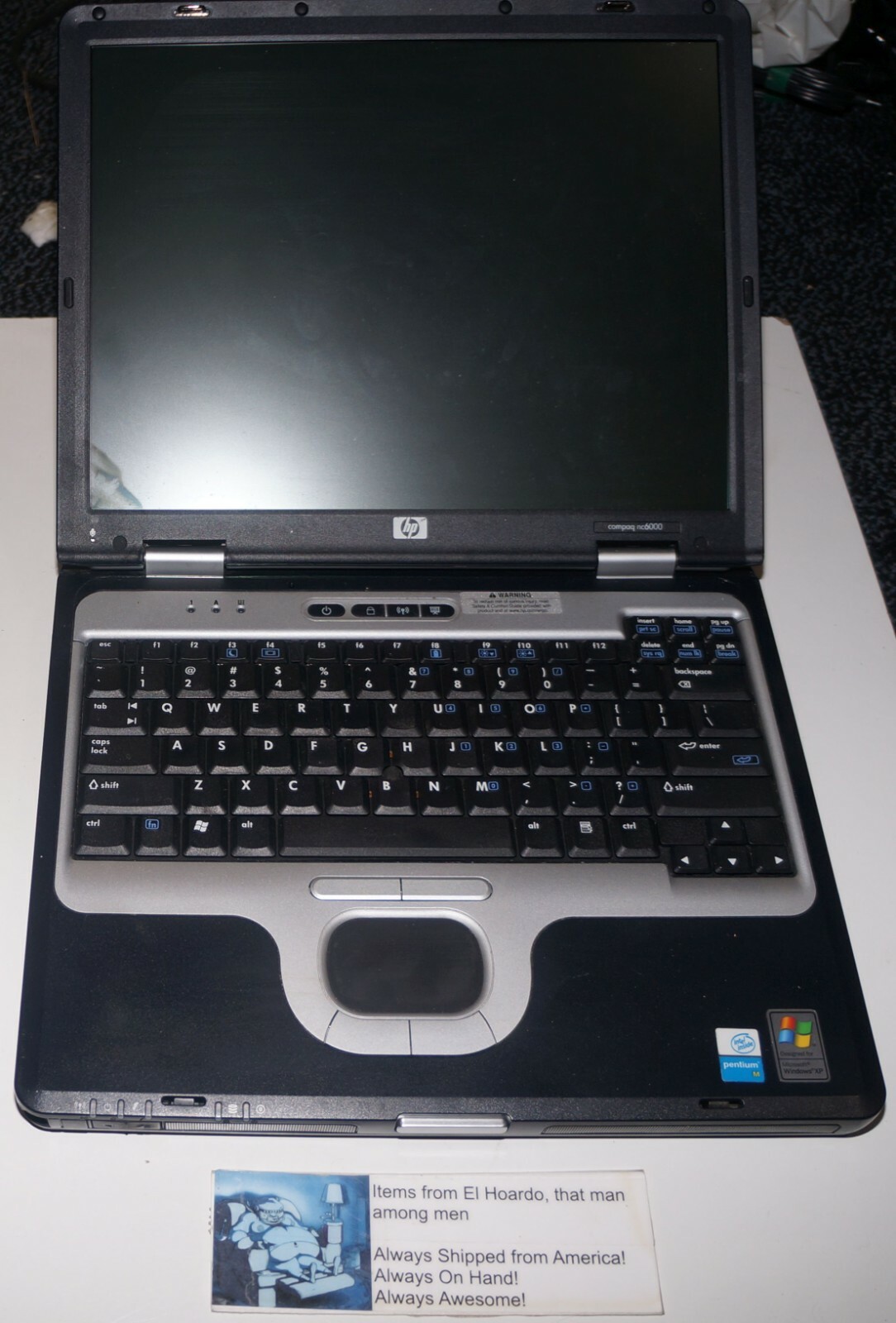 HP COMPAQ NC6000 LAPTOP 1.60 GHz 1GB FOR PARTS AS IS